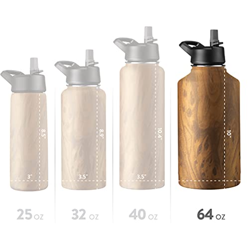FineDine Water Bottle - Stainless Steel Insulated Water Bottle with Straw Lid, Flip Lid & Wide-Mouth Cap - Keeps Hot and Cold - 25 Oz / 739ml - Army Green