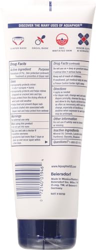 Aquaphor Baby Healing Ointment for Diaper Rash and More, 7 OZ | Baby Skin Protectant with Petrolatum for Chapped or Dry Skin, Drool Rash and Diaper Rash, Hypoallergenic, Fragrance Free