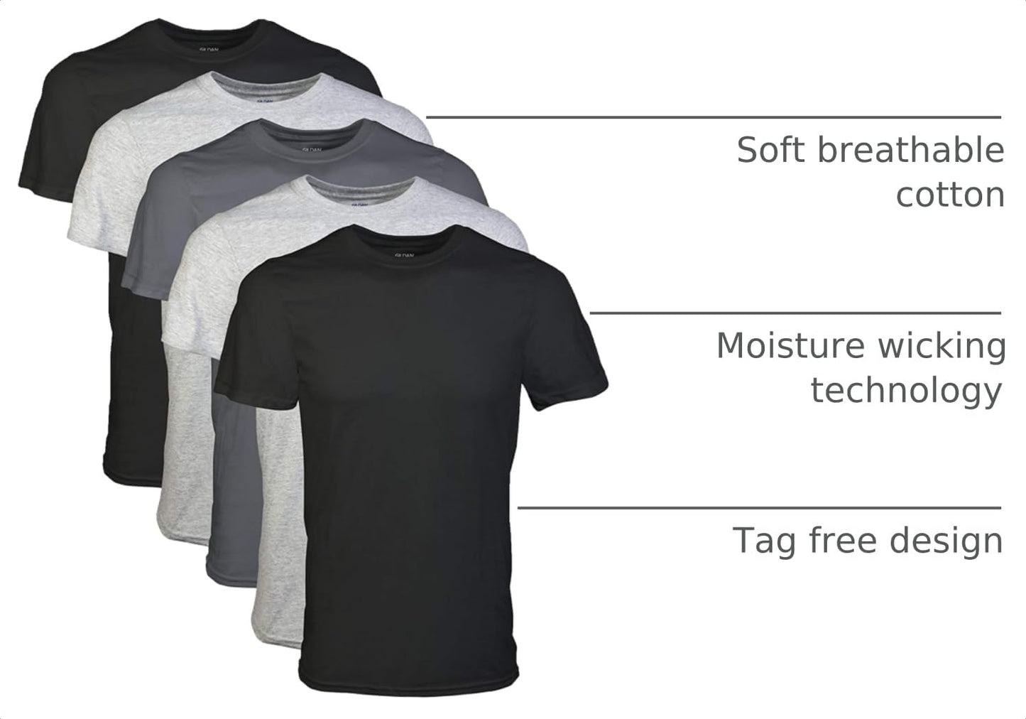 Gildan Men's Crew T-Shirts, Multipack, Style G1100