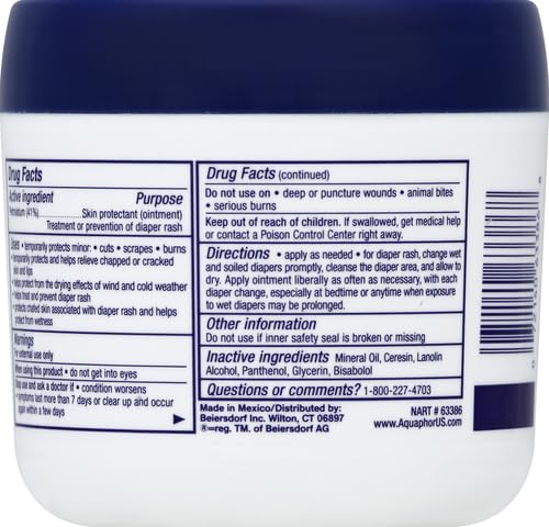 Aquaphor Baby Healing Ointment for Diaper Rash and More, 7 OZ | Baby Skin Protectant with Petrolatum for Chapped or Dry Skin, Drool Rash and Diaper Rash, Hypoallergenic, Fragrance Free