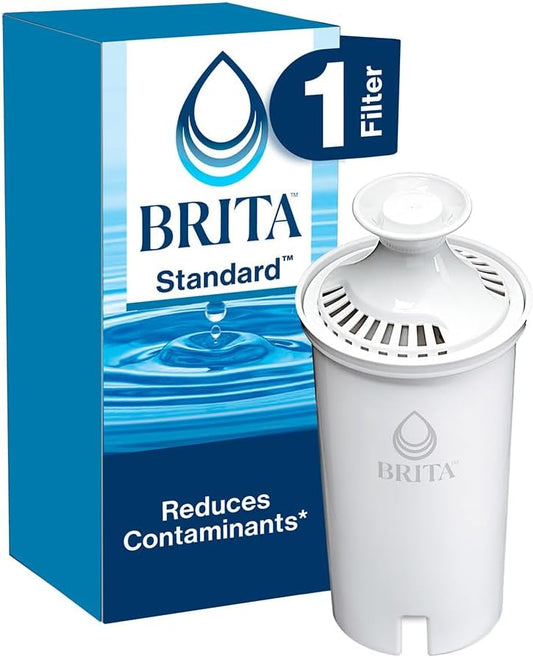 Brita Standard Replacement Filter, Reduces Contaminants while keeping healthy minerals, Certified by WQA to reduce Chlorine for improved taste, Made without BPA, Replace after 151 litres, 1 Count
