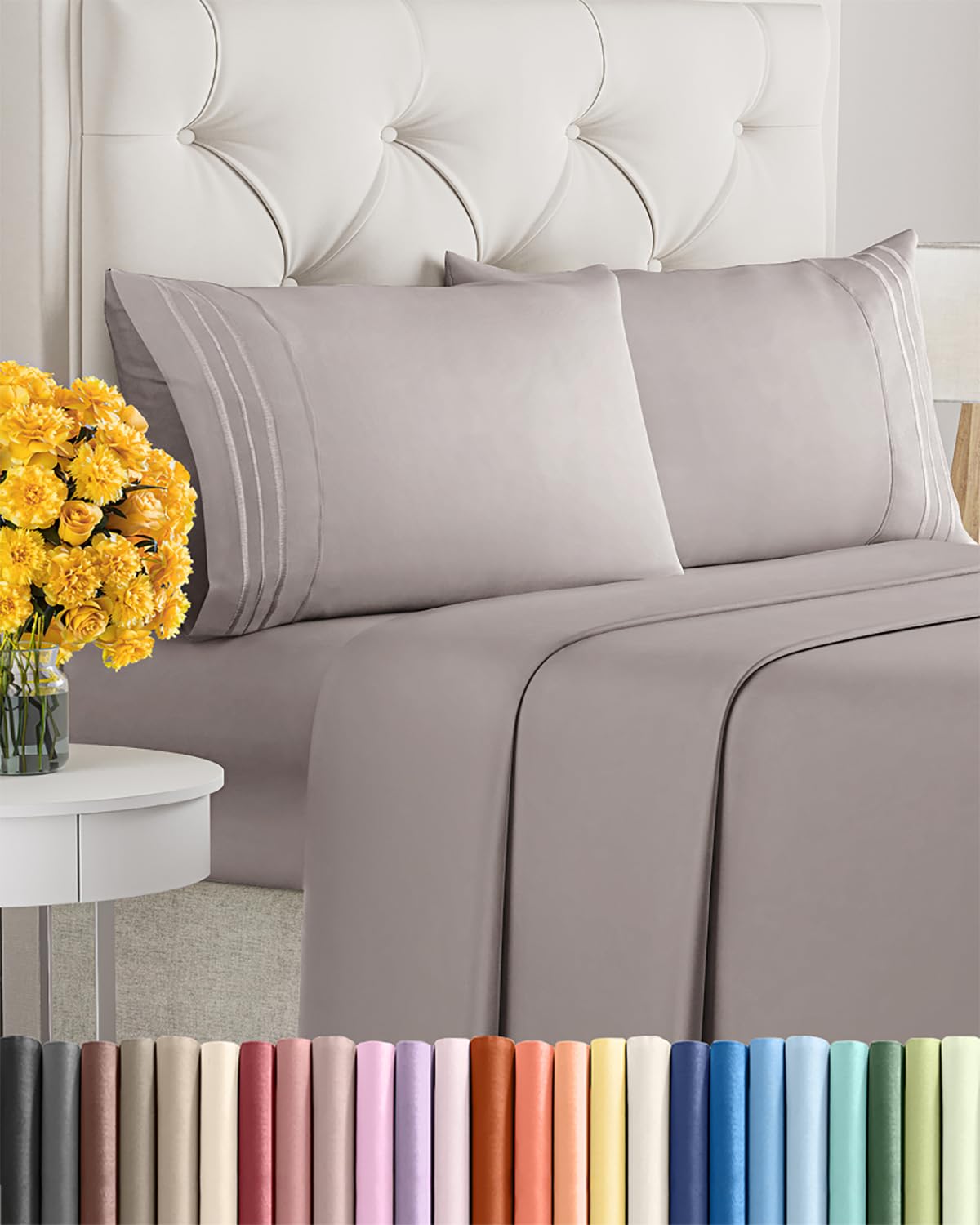 Queen Size 4 Piece Sheet Set - Comfy Breathable & Cooling Sheets - White