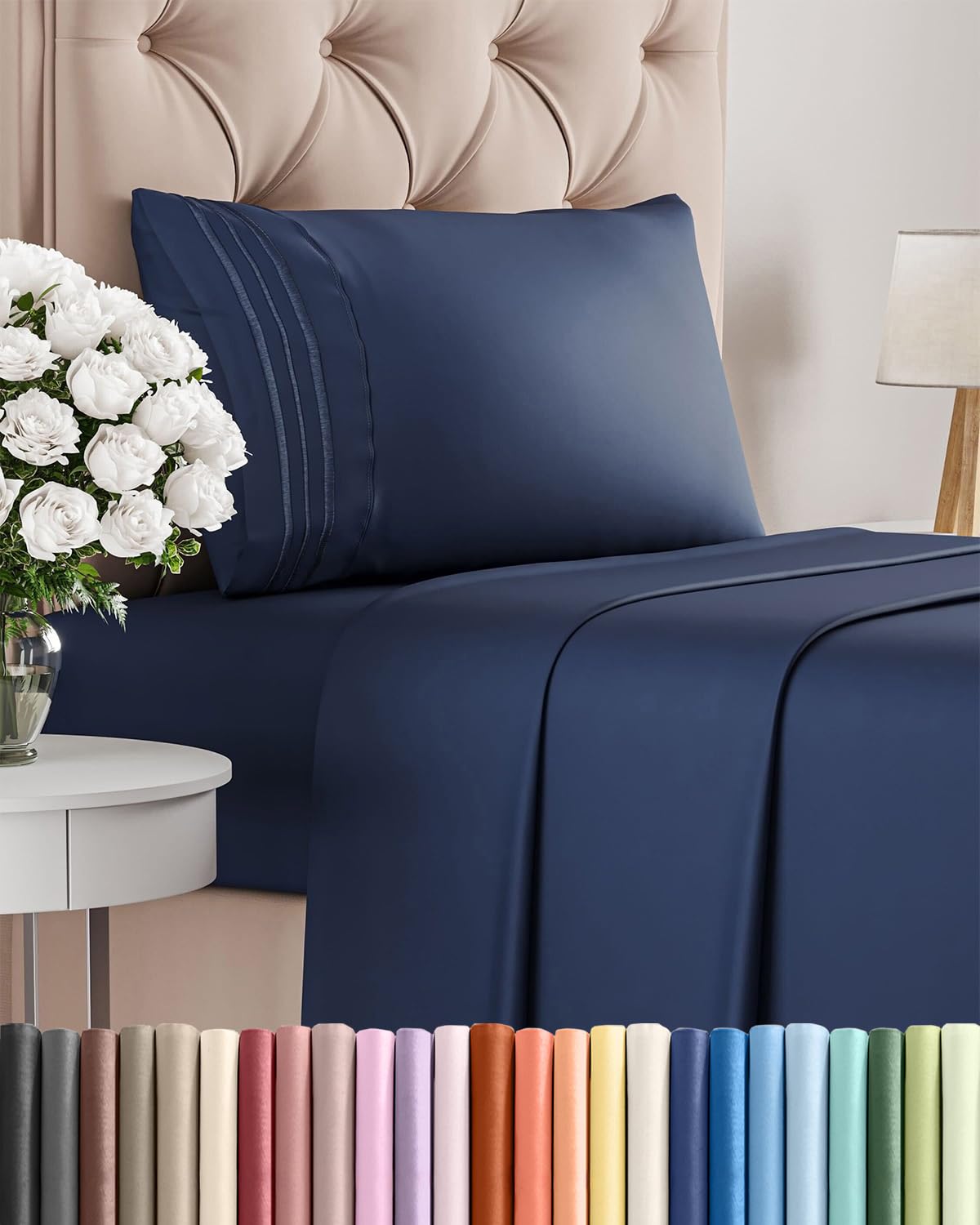 Queen Size 4 Piece Sheet Set - Comfy Breathable & Cooling Sheets - White
