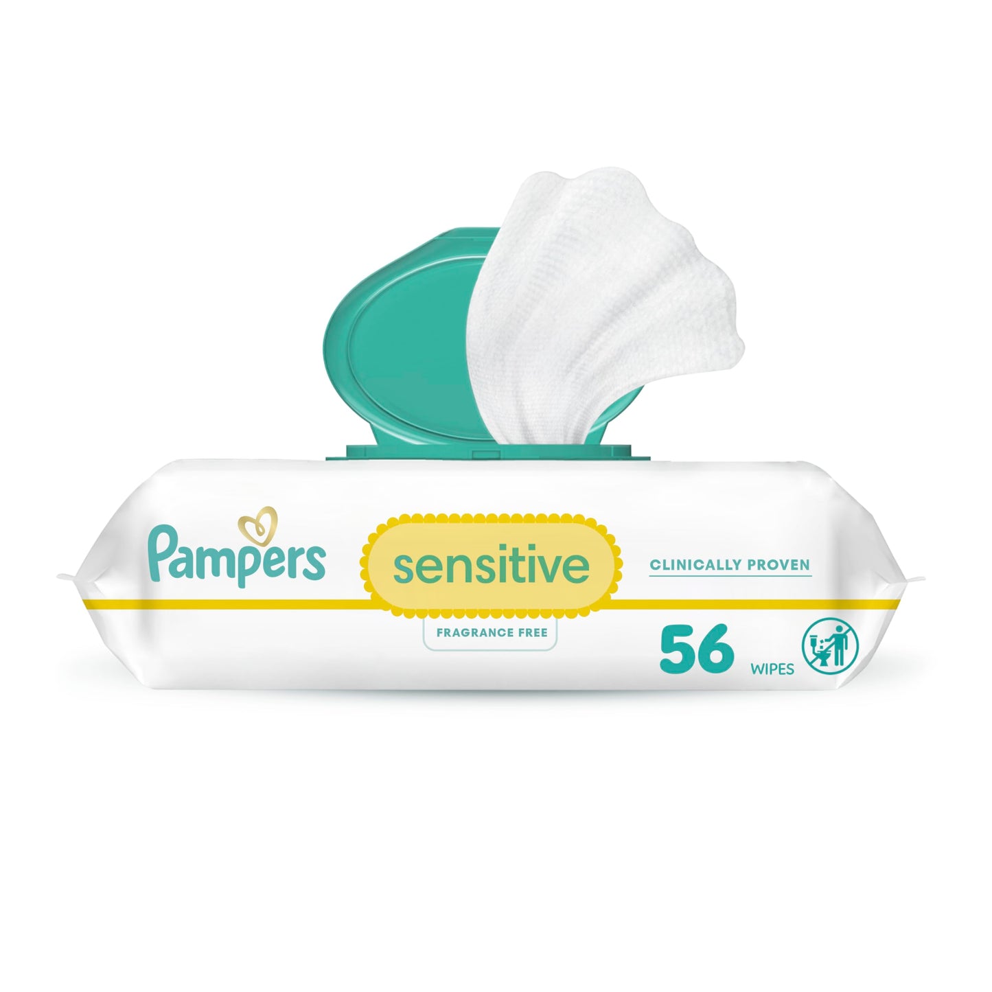 Pampers Sensitive Baby Wipes, Clinically Proven, Fragrance Free, Unscented, Water Based, Hypoallergenic, Multi-Use, Hand Wipes 1008 Wipes Total (18X Flip-Top Packs) [Packaging May Vary]