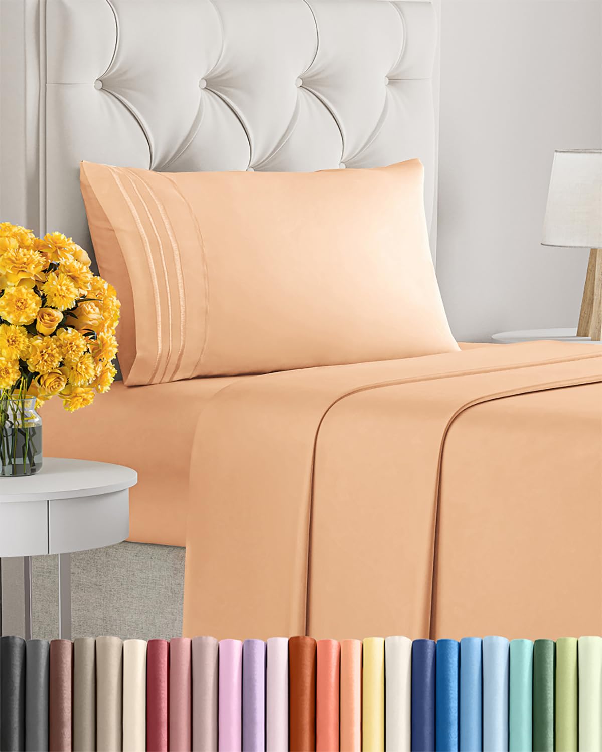 Queen Size 4 Piece Sheet Set - Comfy Breathable & Cooling Sheets - White