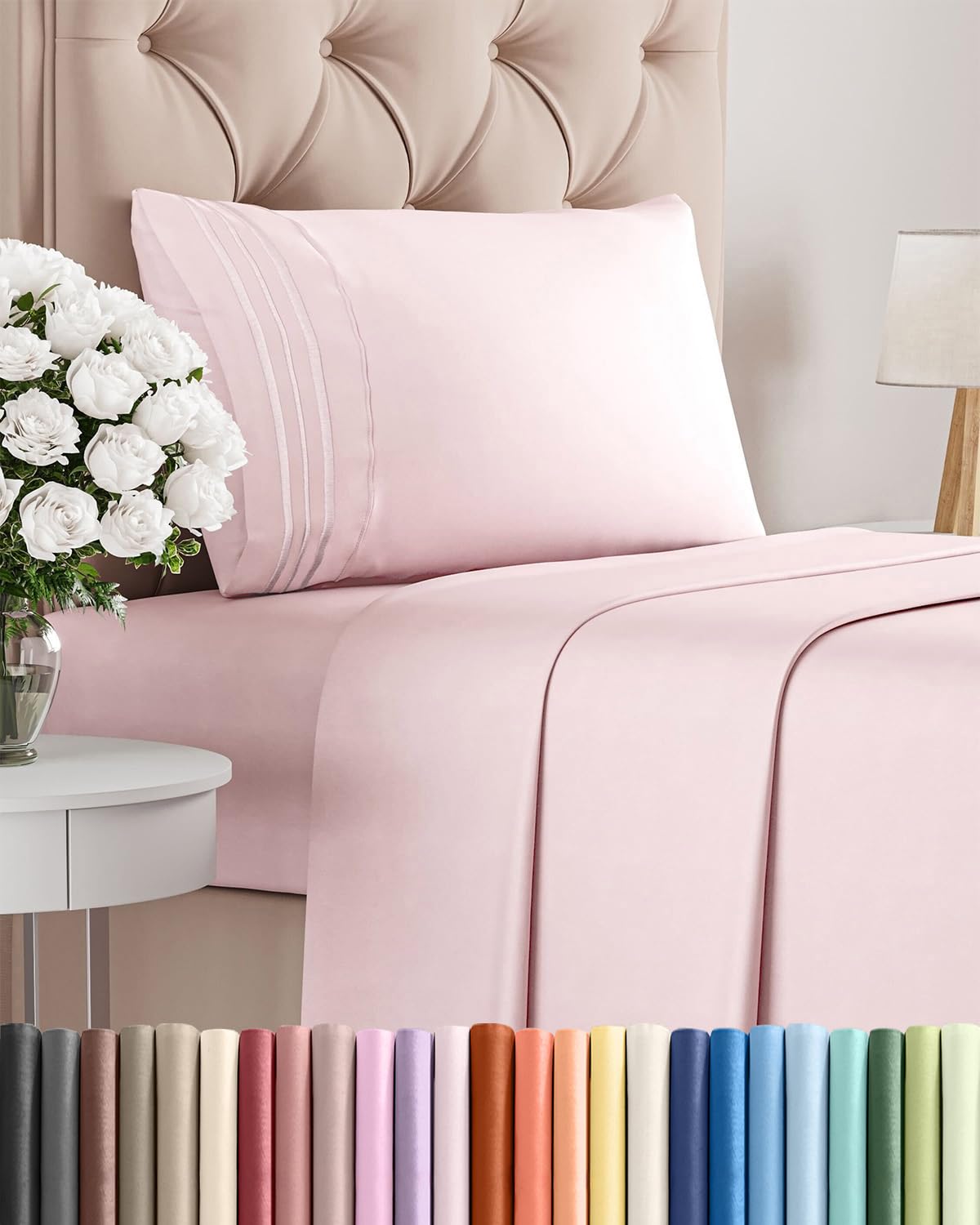 Queen Size 4 Piece Sheet Set - Comfy Breathable & Cooling Sheets - White