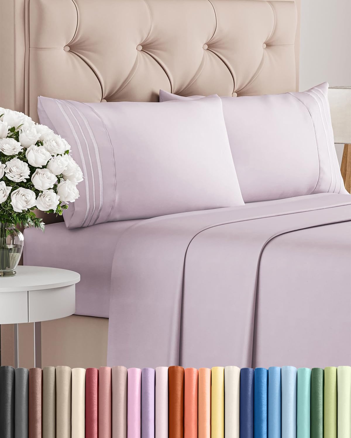 Queen Size 4 Piece Sheet Set - Comfy Breathable & Cooling Sheets - White
