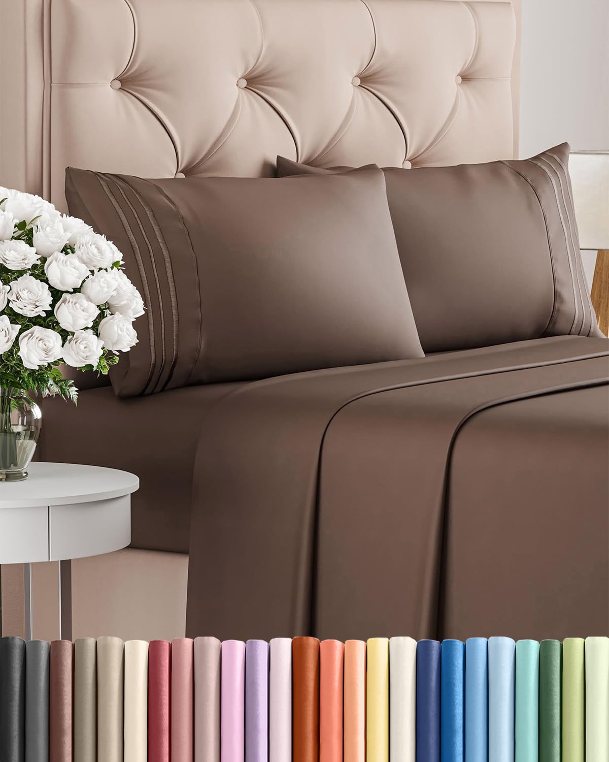 Queen Size 4 Piece Sheet Set - Comfy Breathable & Cooling Sheets - White