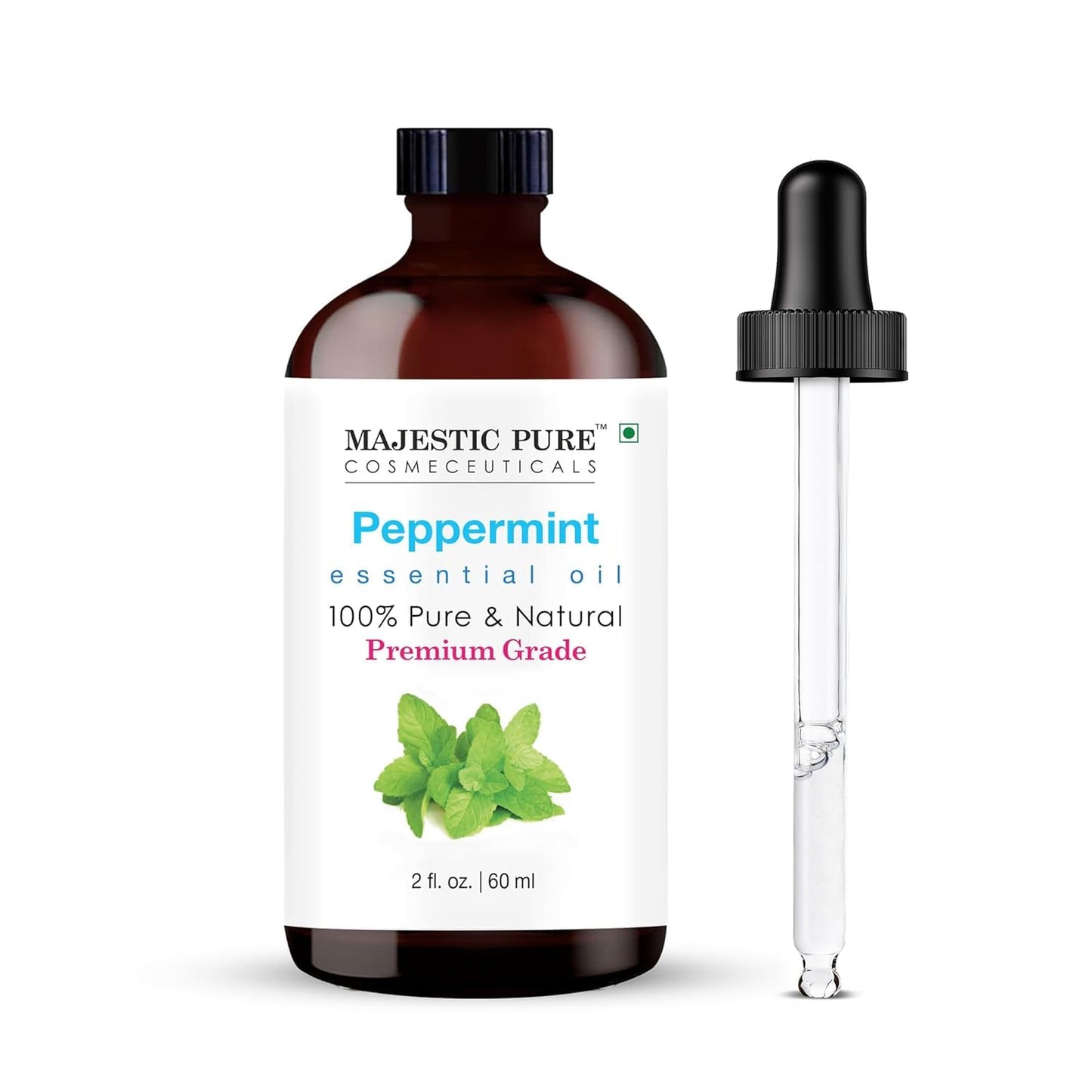 Majestic Pure Peppermint Essential Oil for Diffuser - 4 Fl Oz | 100% Natural Essentials Oils for Aromatherapy, Massage, Steam inhalation, Air Freshing, Soap and Candle Making
