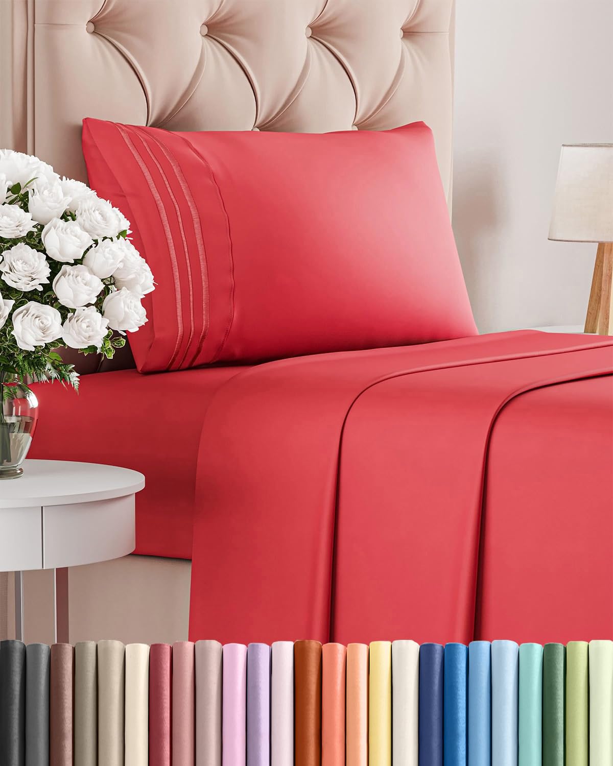 Queen Size 4 Piece Sheet Set - Comfy Breathable & Cooling Sheets - White