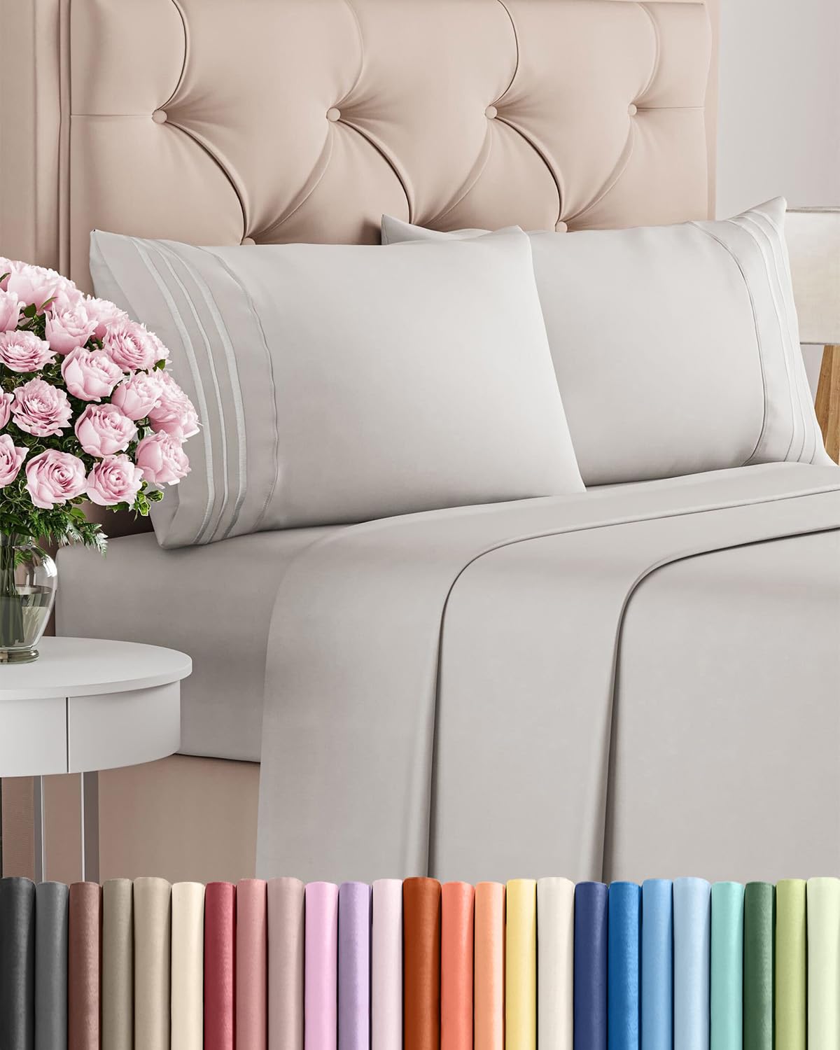 Queen Size 4 Piece Sheet Set - Comfy Breathable & Cooling Sheets - White