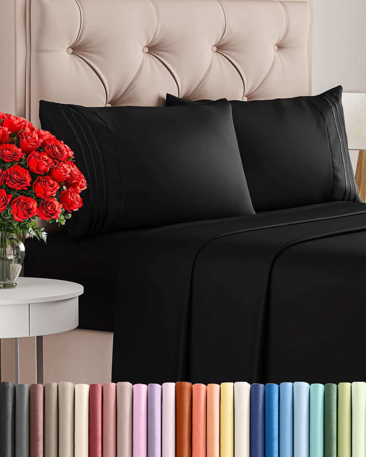 Queen Size 4 Piece Sheet Set - Comfy Breathable & Cooling Sheets - White