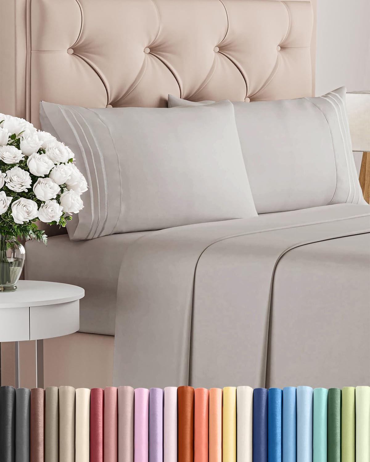 Queen Size 4 Piece Sheet Set - Comfy Breathable & Cooling Sheets - White