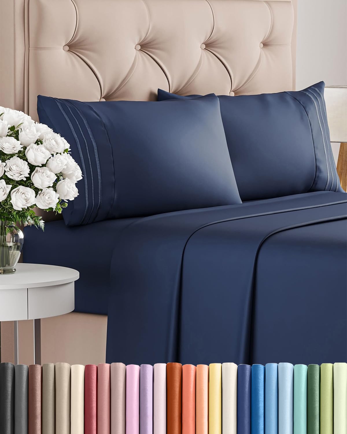 Queen Size 4 Piece Sheet Set - Comfy Breathable & Cooling Sheets - White