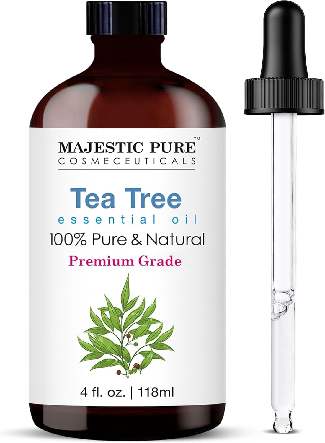 Majestic Pure Peppermint Essential Oil for Diffuser - 4 Fl Oz | 100% Natural Essentials Oils for Aromatherapy, Massage, Steam inhalation, Air Freshing, Soap and Candle Making
