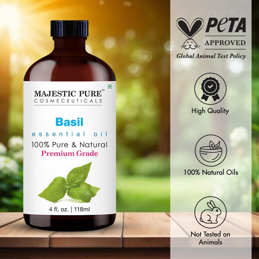 Majestic Pure Peppermint Essential Oil for Diffuser - 4 Fl Oz | 100% Natural Essentials Oils for Aromatherapy, Massage, Steam inhalation, Air Freshing, Soap and Candle Making
