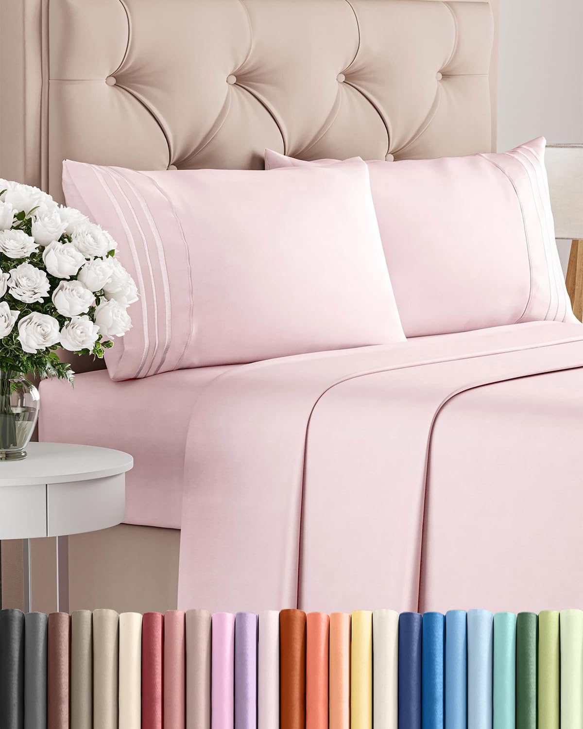 Queen Size 4 Piece Sheet Set - Comfy Breathable & Cooling Sheets - White