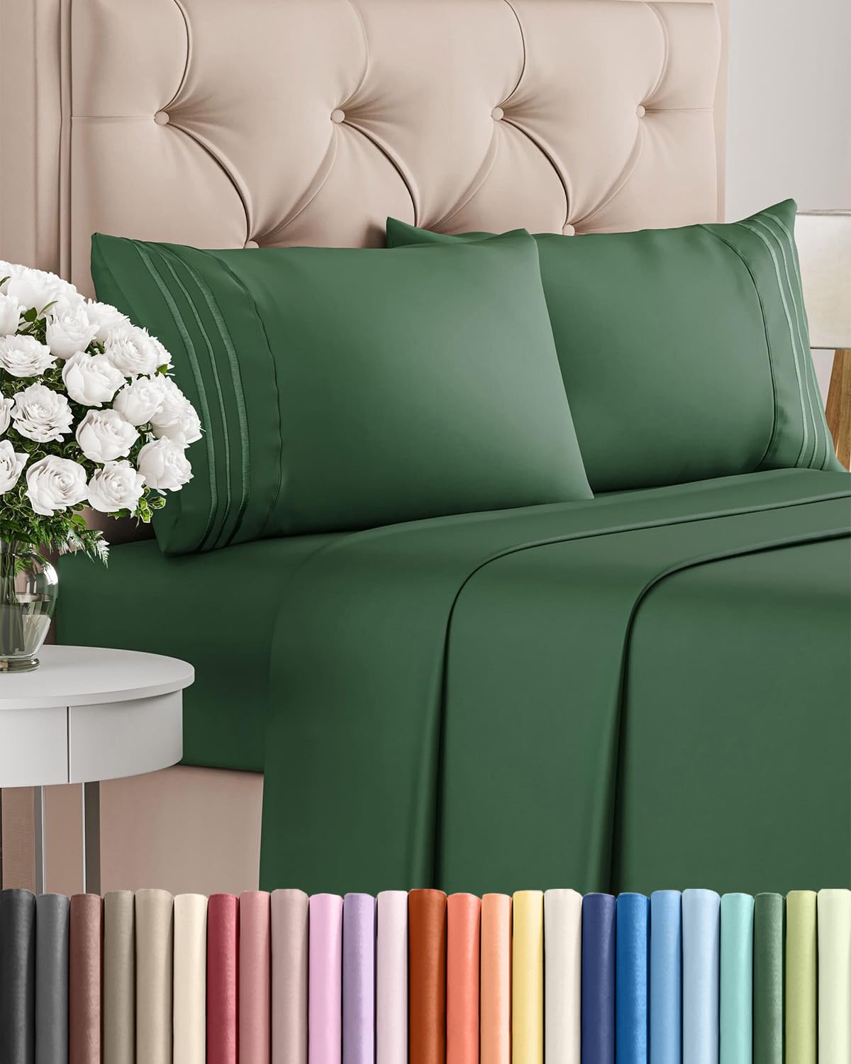 Queen Size 4 Piece Sheet Set - Comfy Breathable & Cooling Sheets - White