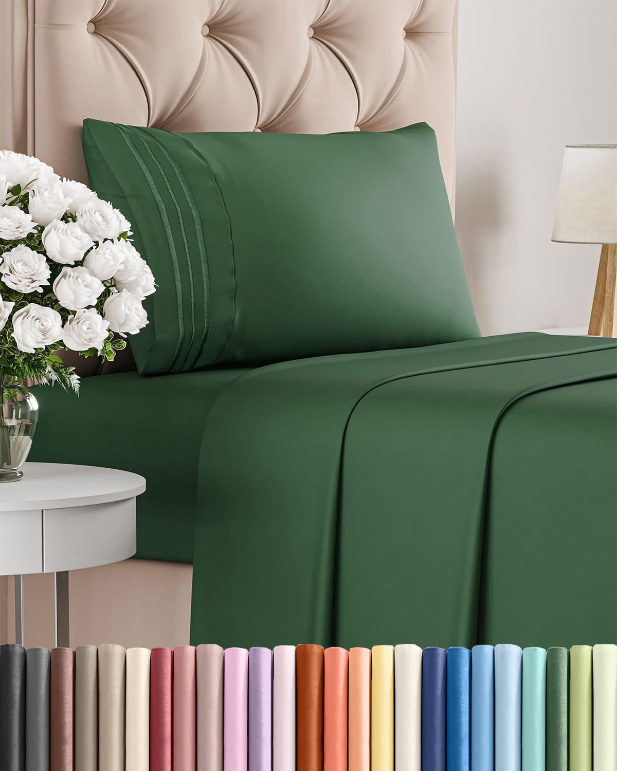 Queen Size 4 Piece Sheet Set - Comfy Breathable & Cooling Sheets - White