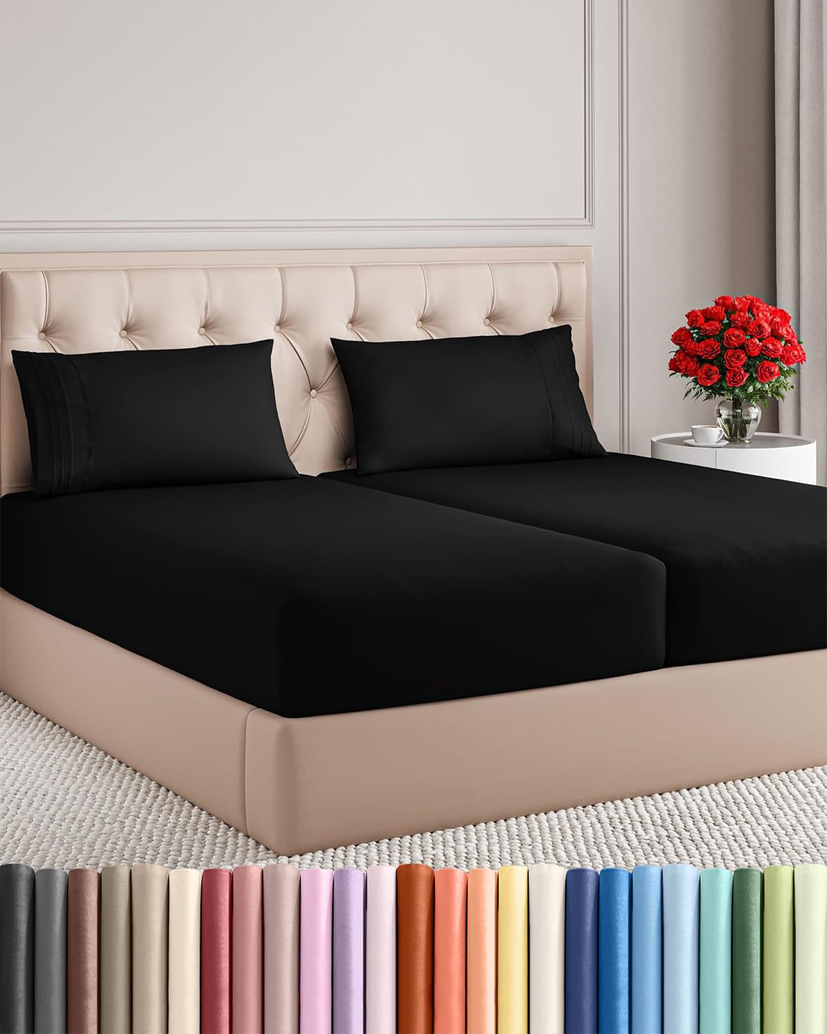 Queen Size 4 Piece Sheet Set - Comfy Breathable & Cooling Sheets - White