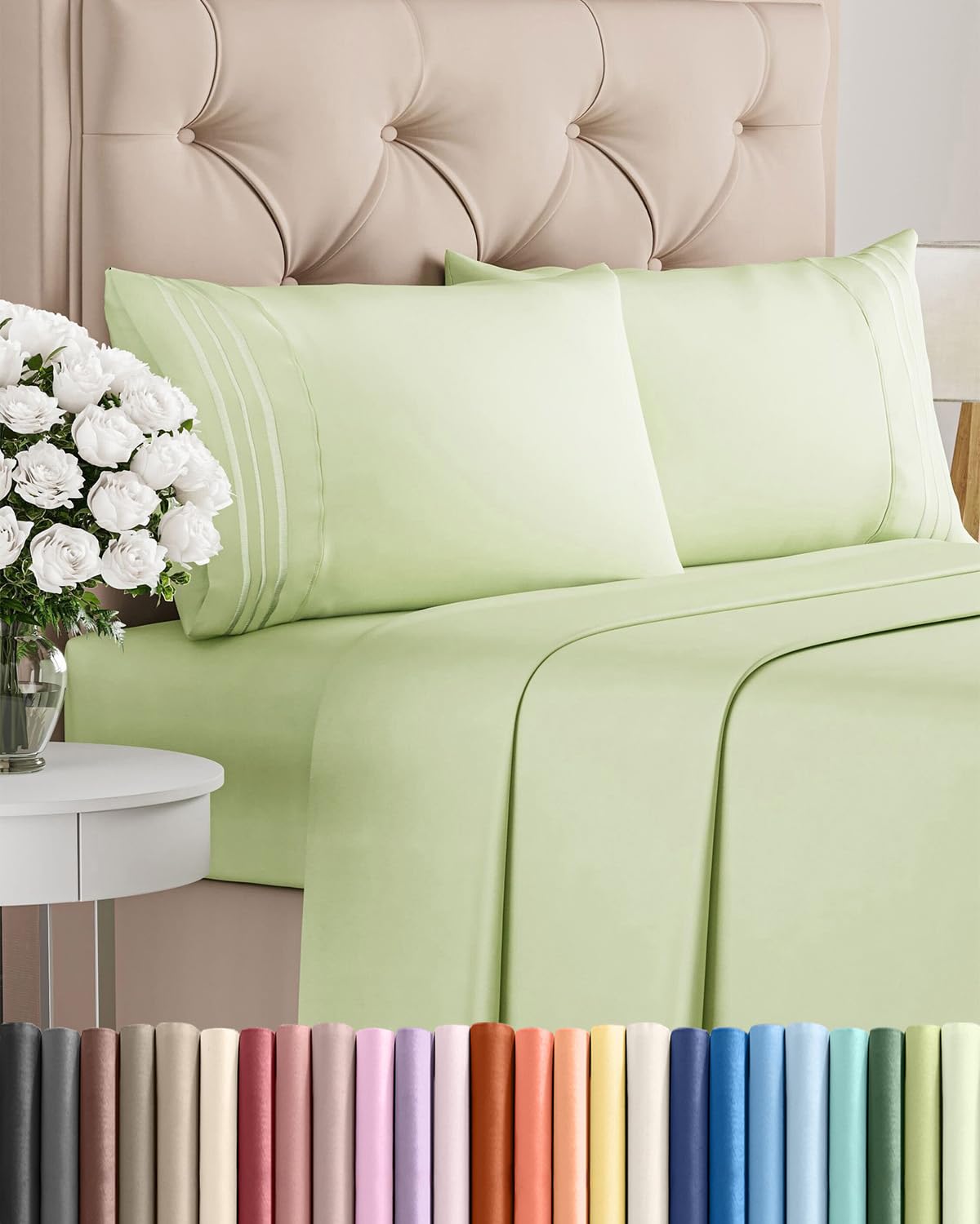 Queen Size 4 Piece Sheet Set - Comfy Breathable & Cooling Sheets - White