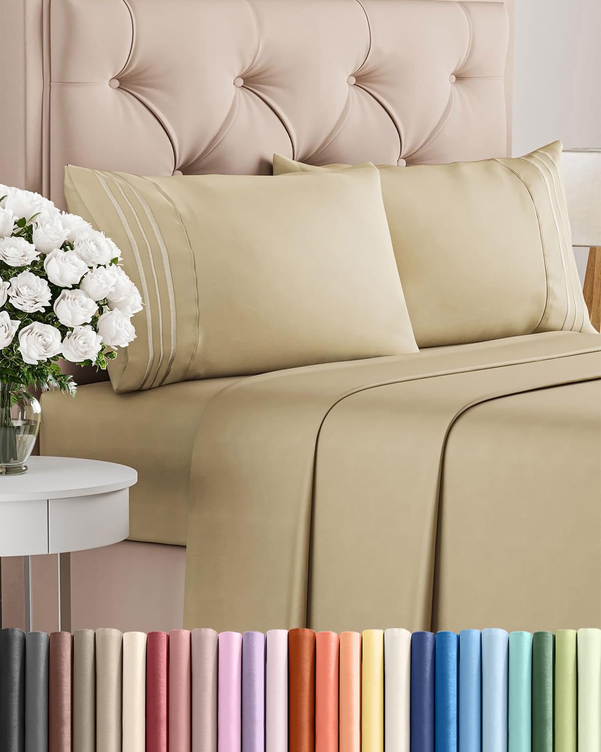 Queen Size 4 Piece Sheet Set - Comfy Breathable & Cooling Sheets - White