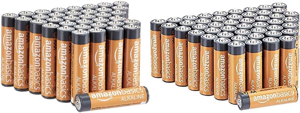 Amazon Basics 48 Pack AA High-Performance Alkaline Batteries, 10-Year Shelf Life, Easy to Open Value Pack