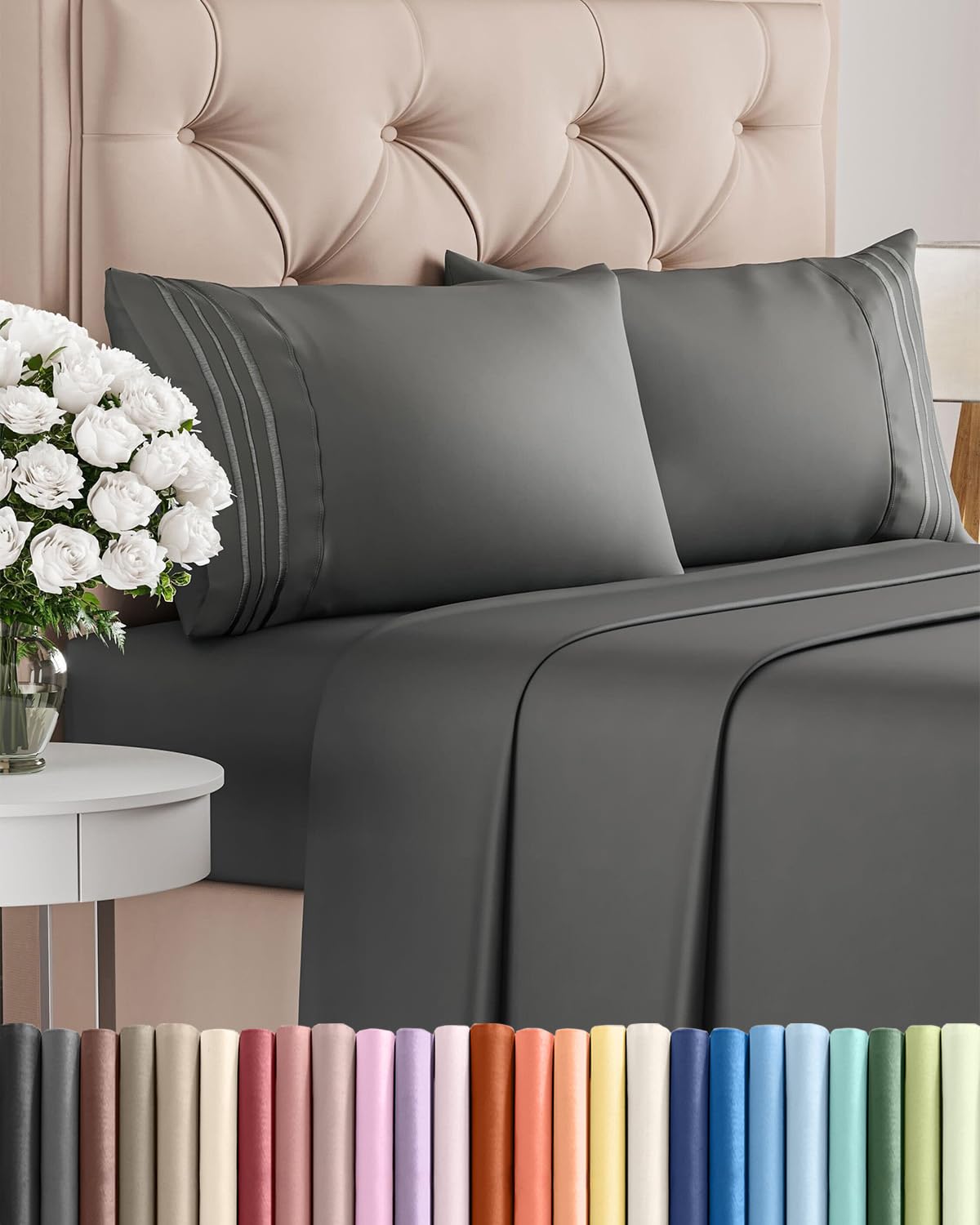 Queen Size 4 Piece Sheet Set - Comfy Breathable & Cooling Sheets - White