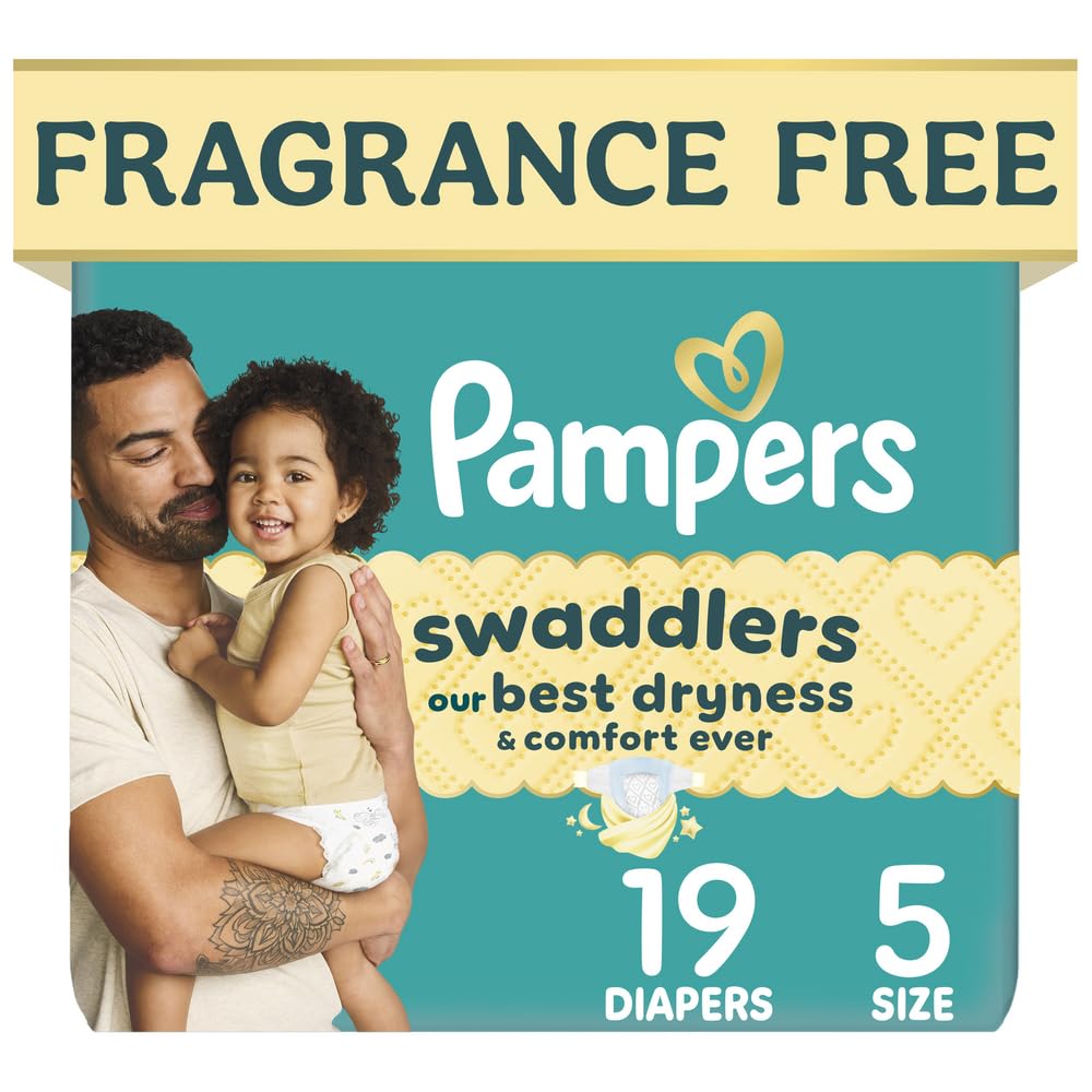 Pampers Swaddlers Diapers, Size 5 (20-37 lbs), 132 Count, Fragrance Free, Hypoallergenic, Absorbent, Pediatrician Recommended, Skin Safe