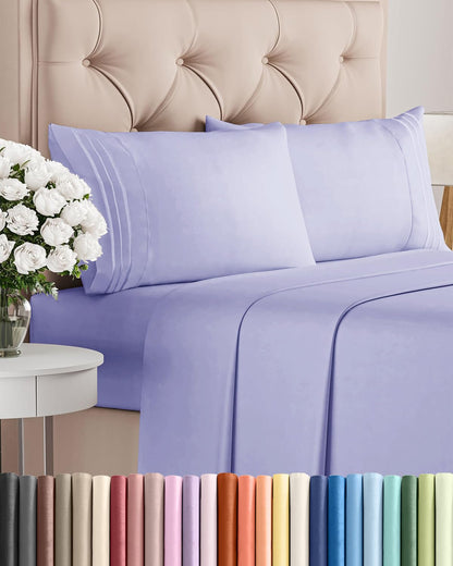 Queen Size 4 Piece Sheet Set - Comfy Breathable & Cooling Sheets - White