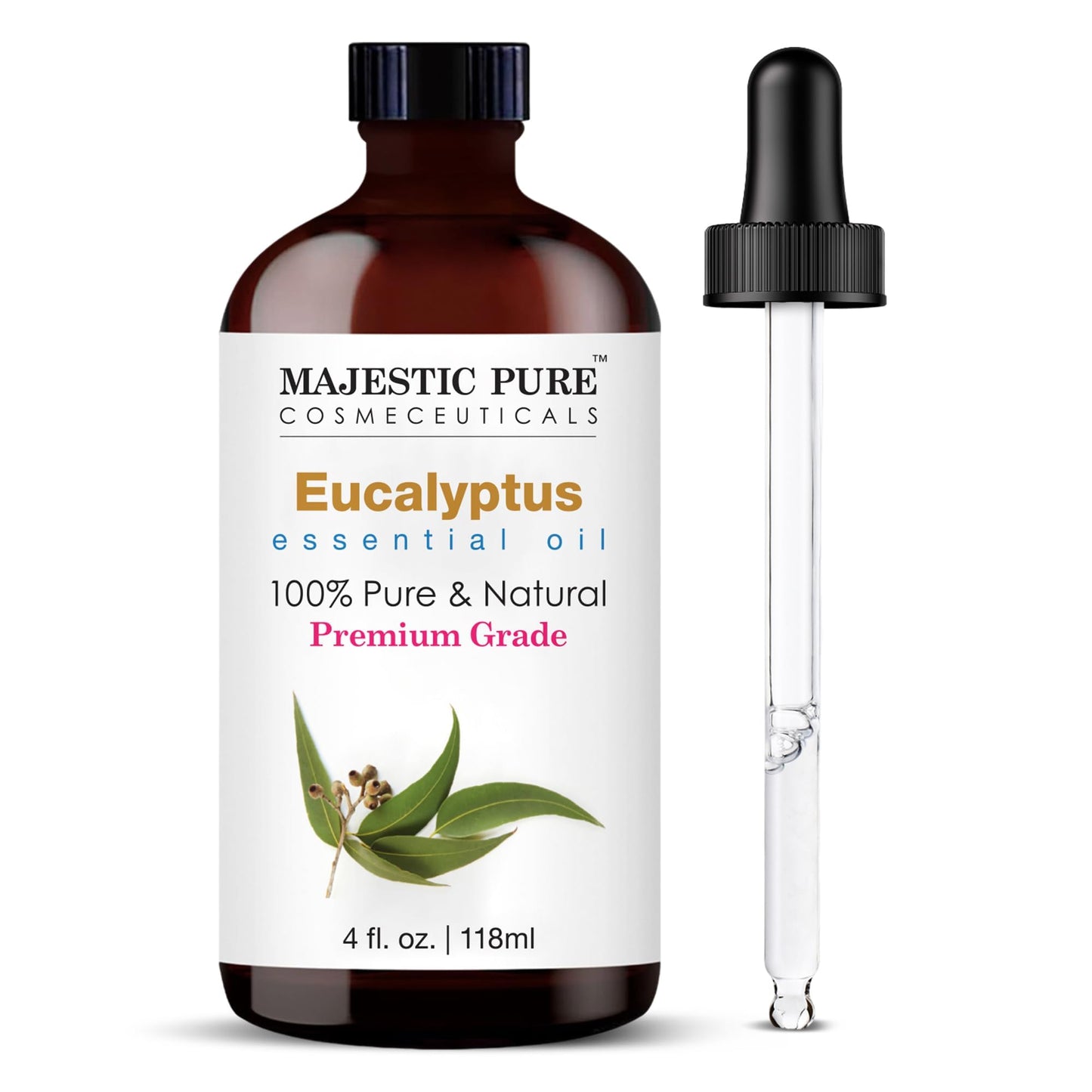 Majestic Pure Peppermint Essential Oil for Diffuser - 4 Fl Oz | 100% Natural Essentials Oils for Aromatherapy, Massage, Steam inhalation, Air Freshing, Soap and Candle Making
