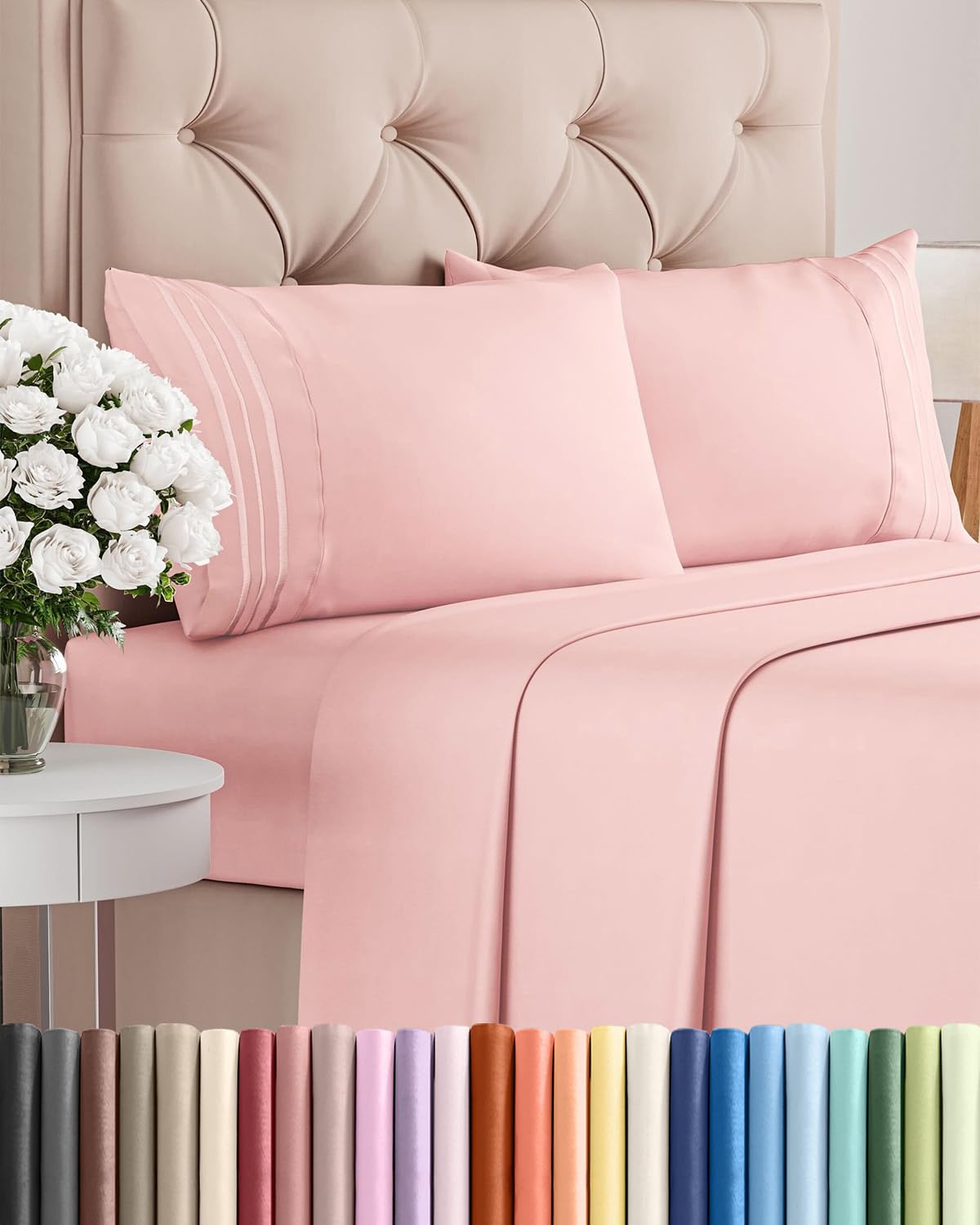 Queen Size 4 Piece Sheet Set - Comfy Breathable & Cooling Sheets - White