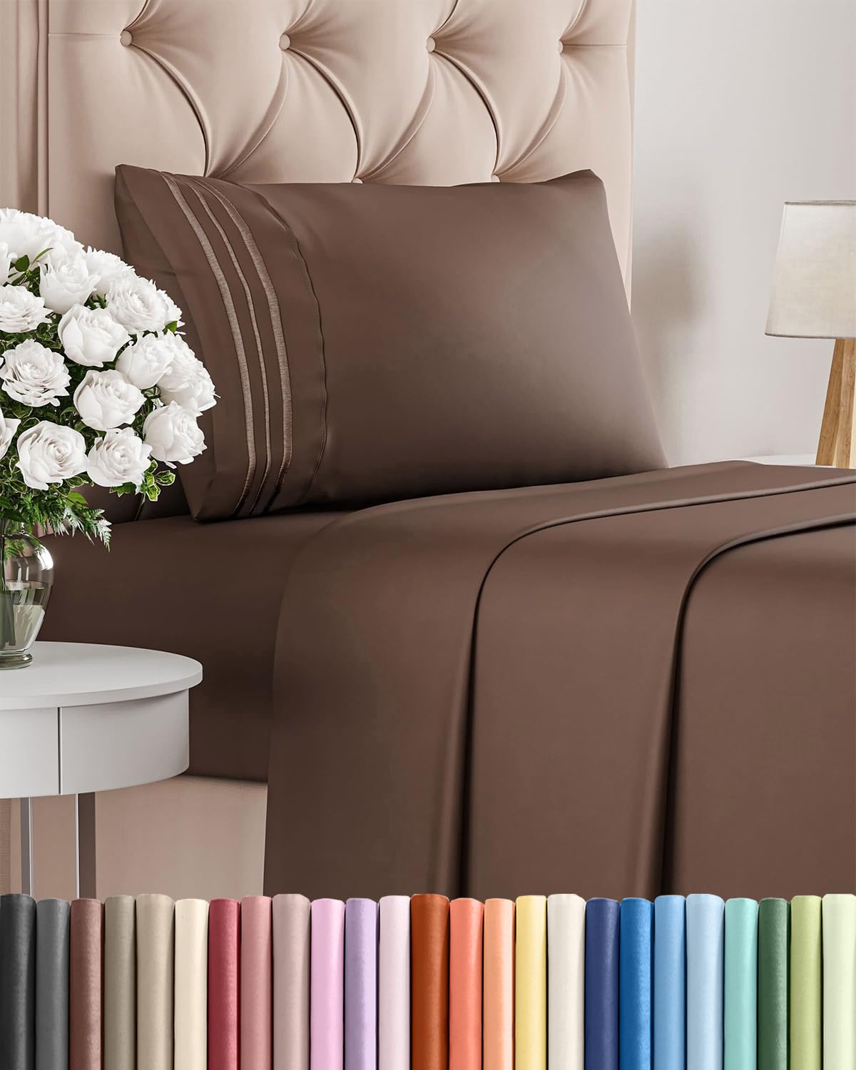 Queen Size 4 Piece Sheet Set - Comfy Breathable & Cooling Sheets - White