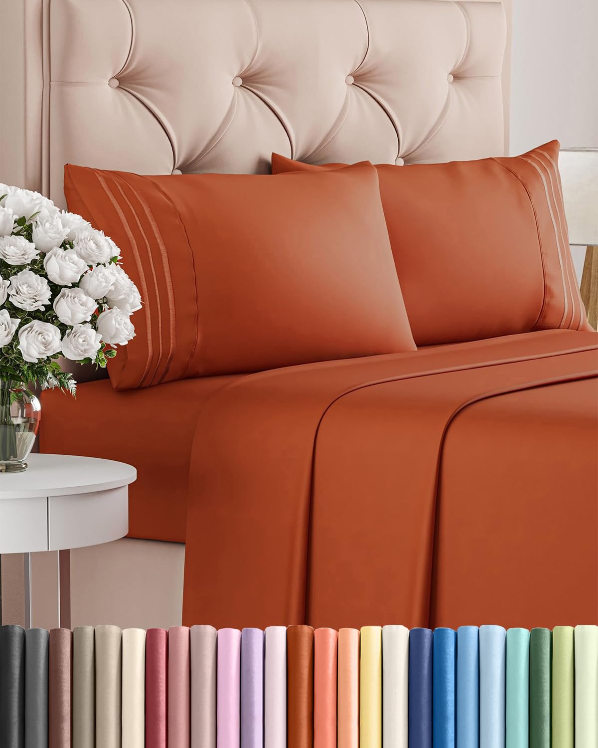 Queen Size 4 Piece Sheet Set - Comfy Breathable & Cooling Sheets - White