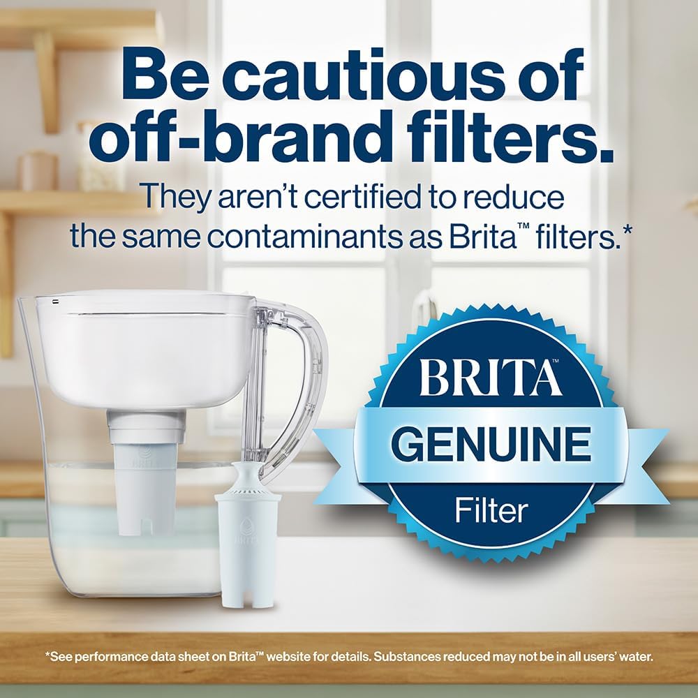 Brita Standard Replacement Filter, Reduces Contaminants while keeping healthy minerals, Certified by WQA to reduce Chlorine for improved taste, Made without BPA, Replace after 151 litres, 1 Count