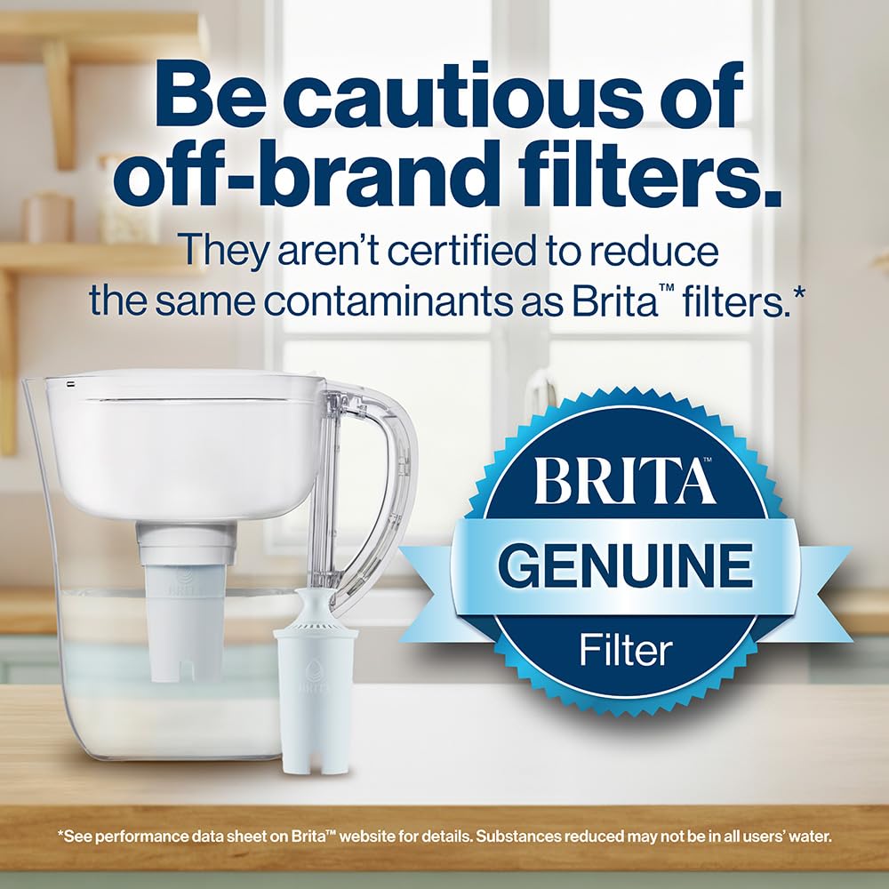 Brita Standard Replacement Filter, Reduces Contaminants while keeping healthy minerals, Certified by WQA to reduce Chlorine for improved taste, Made without BPA, Replace after 151 litres, 1 Count