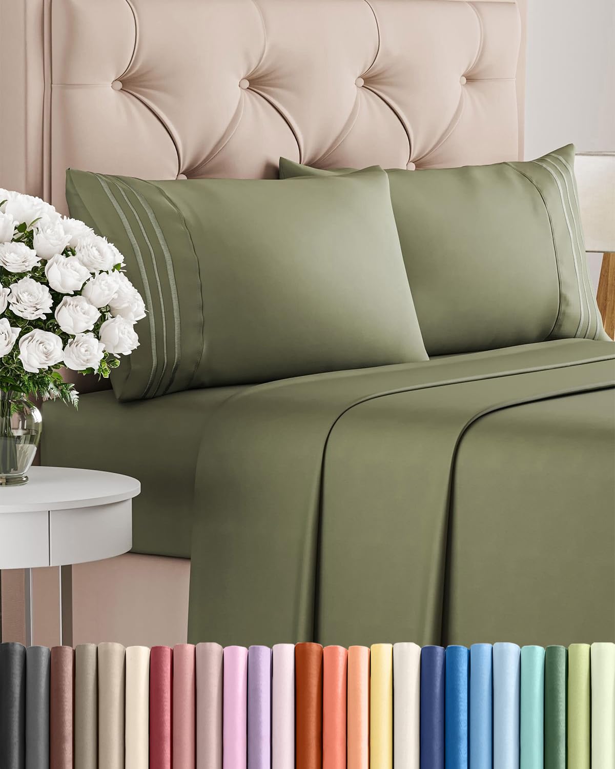 Queen Size 4 Piece Sheet Set - Comfy Breathable & Cooling Sheets - White