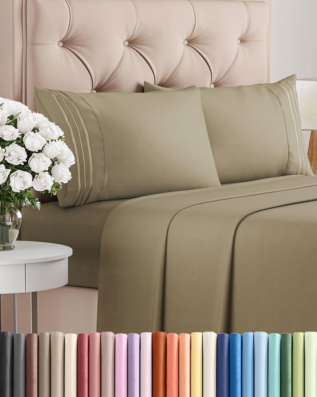 Queen Size 4 Piece Sheet Set - Comfy Breathable & Cooling Sheets - White