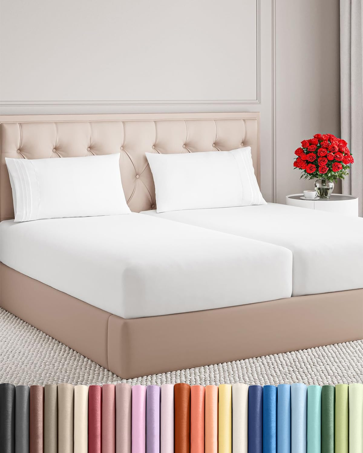 Queen Size 4 Piece Sheet Set - Comfy Breathable & Cooling Sheets - White
