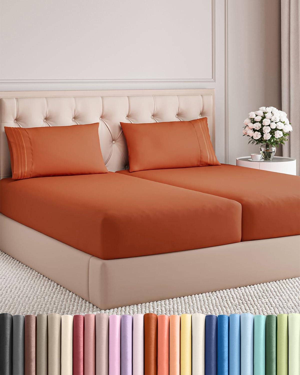 Queen Size 4 Piece Sheet Set - Comfy Breathable & Cooling Sheets - White