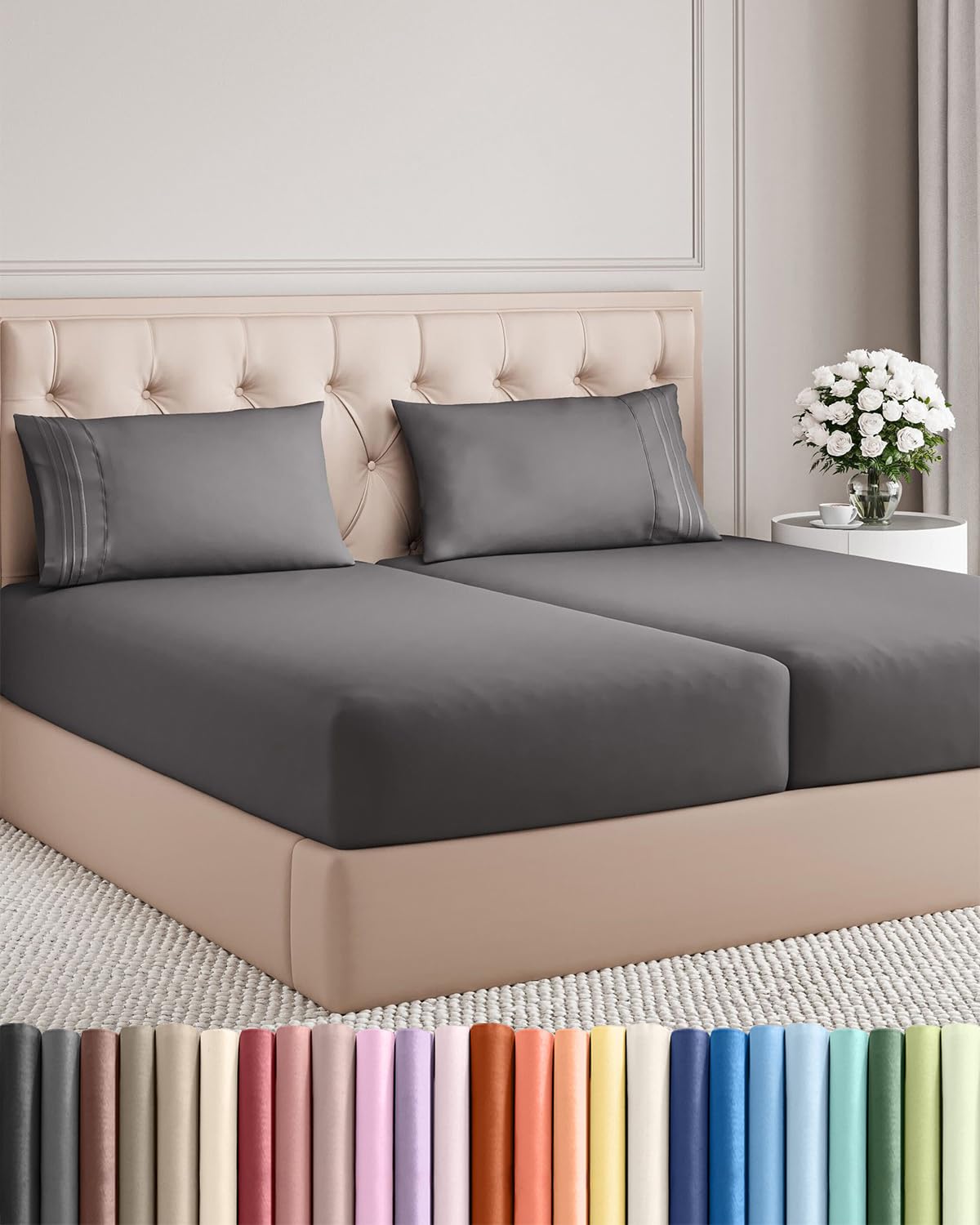 Queen Size 4 Piece Sheet Set - Comfy Breathable & Cooling Sheets - White
