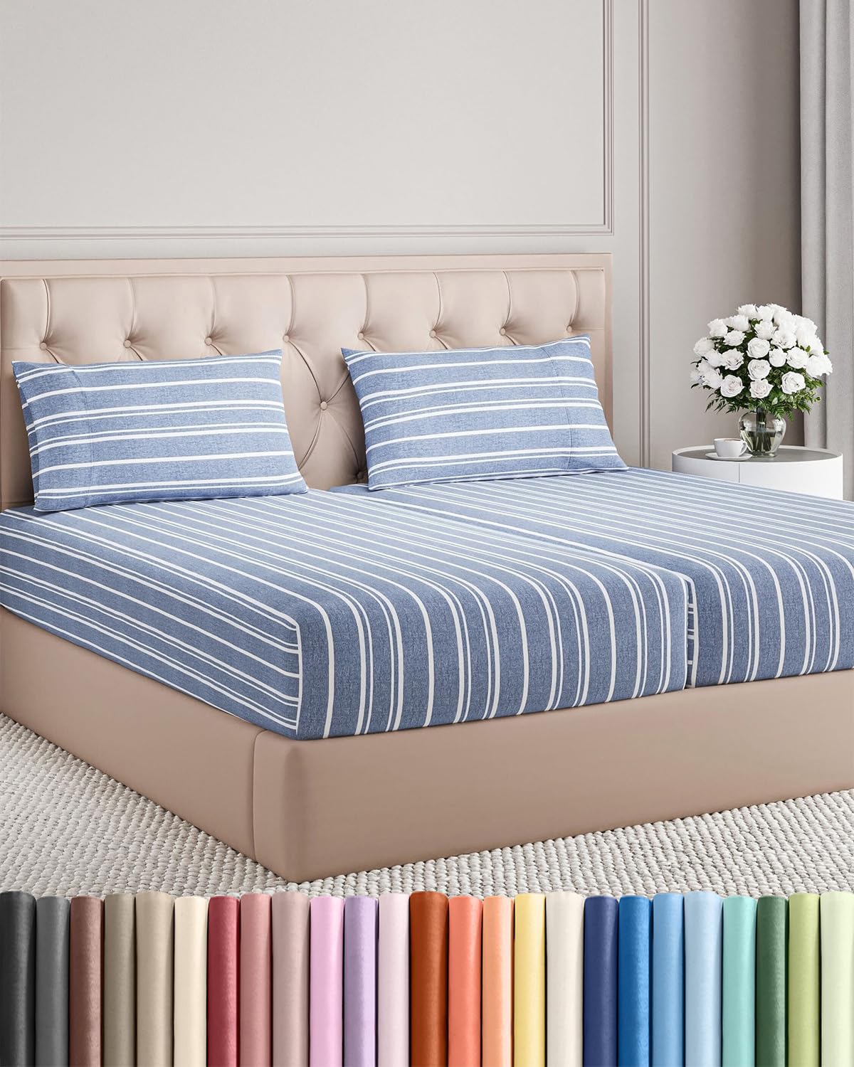 Queen Size 4 Piece Sheet Set - Comfy Breathable & Cooling Sheets - White