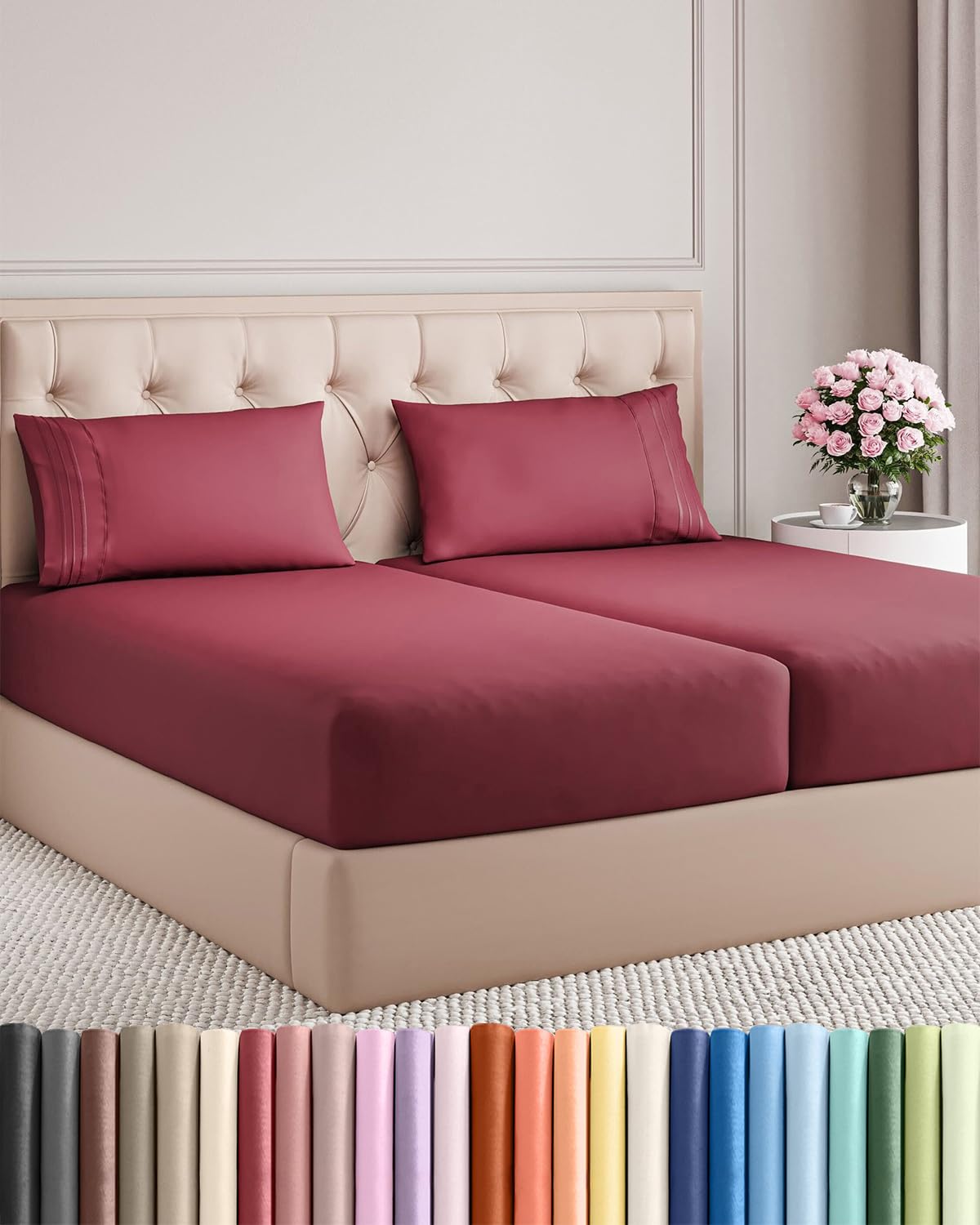 Queen Size 4 Piece Sheet Set - Comfy Breathable & Cooling Sheets - White
