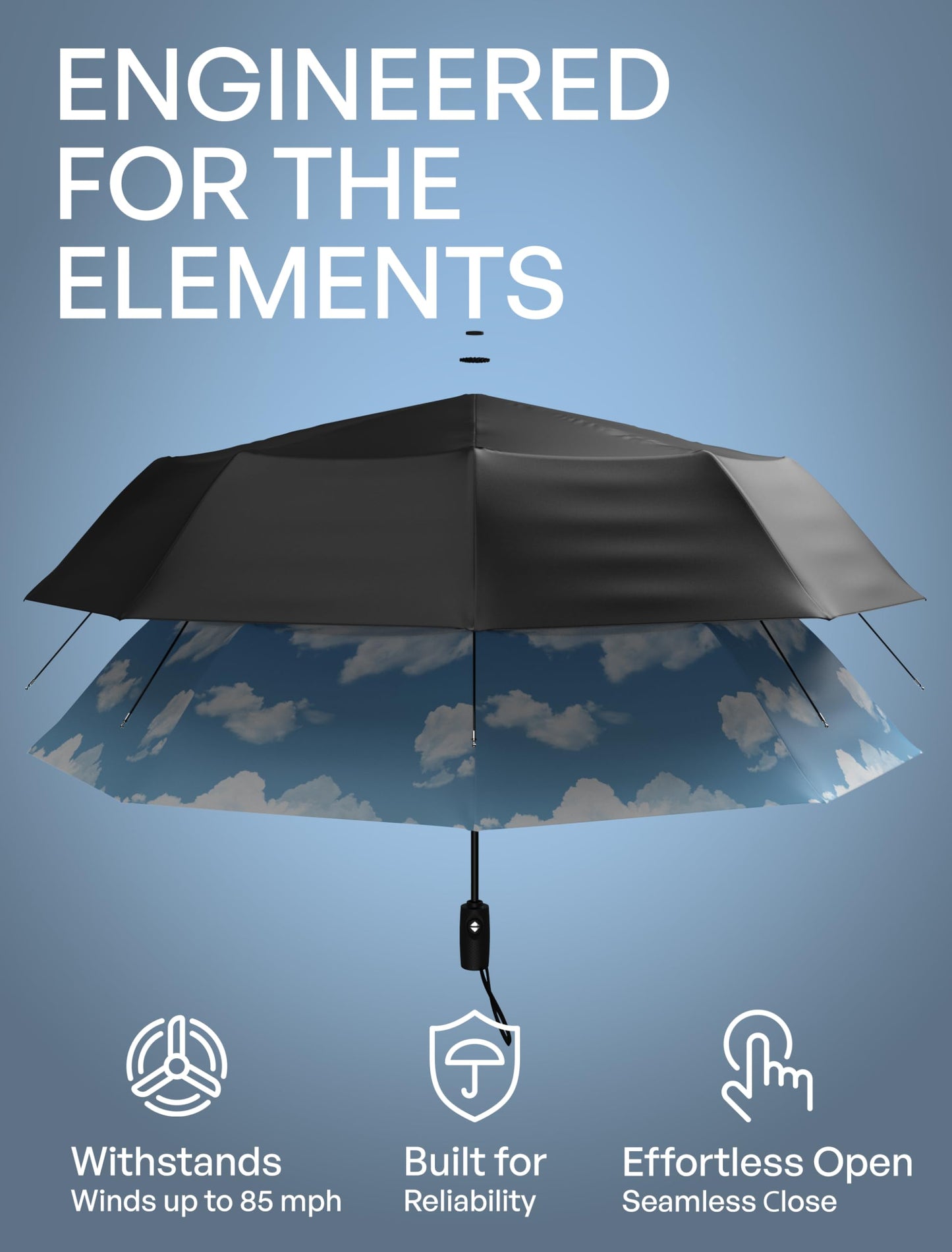 Repel Windproof Travel Umbrella - Compact & Withstands Winds up to 100MPH, Strongest Premium Auto Folding Umbrella for Rain and Sun - Durable, Light & Portable for Women & Men, Fits Backpack & Cars