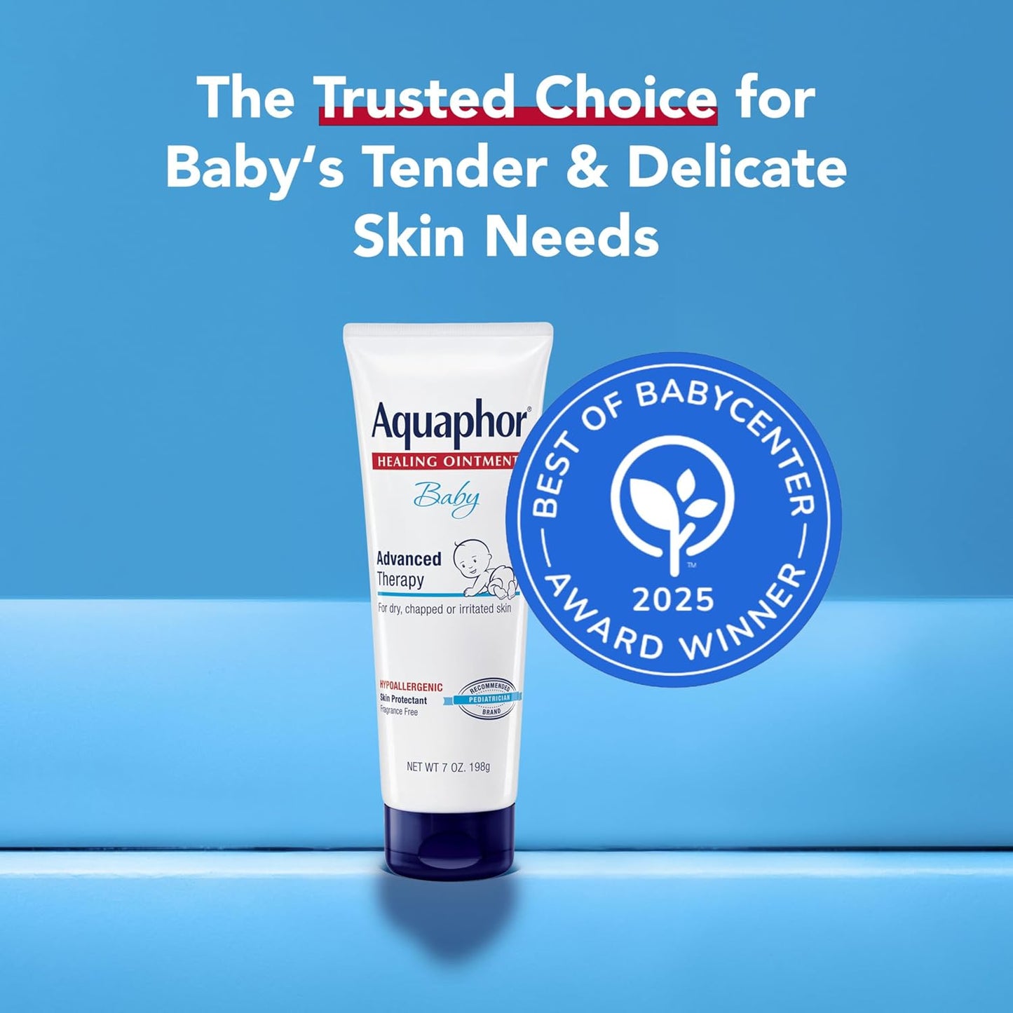 Aquaphor Baby Healing Ointment for Diaper Rash and More, 7 OZ | Baby Skin Protectant with Petrolatum for Chapped or Dry Skin, Drool Rash and Diaper Rash, Hypoallergenic, Fragrance Free