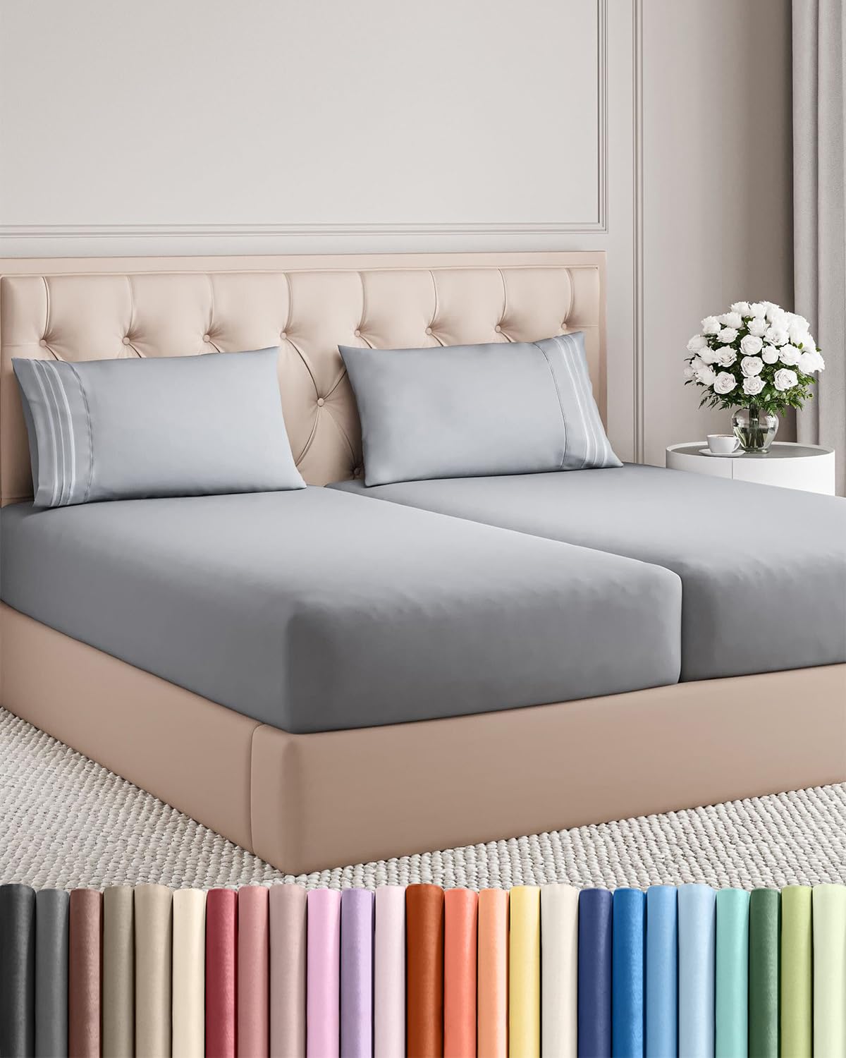 Queen Size 4 Piece Sheet Set - Comfy Breathable & Cooling Sheets - White