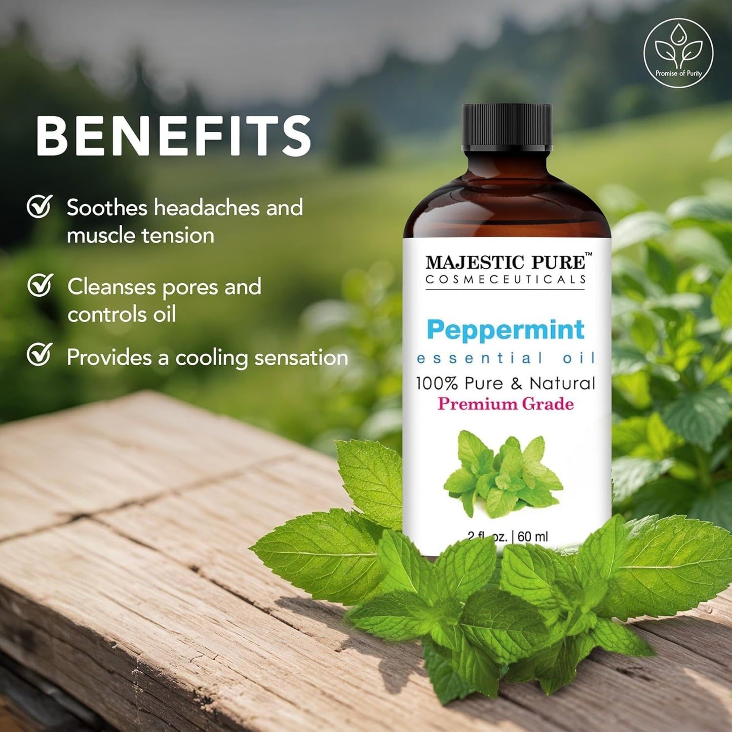 Majestic Pure Peppermint Essential Oil for Diffuser - 4 Fl Oz | 100% Natural Essentials Oils for Aromatherapy, Massage, Steam inhalation, Air Freshing, Soap and Candle Making