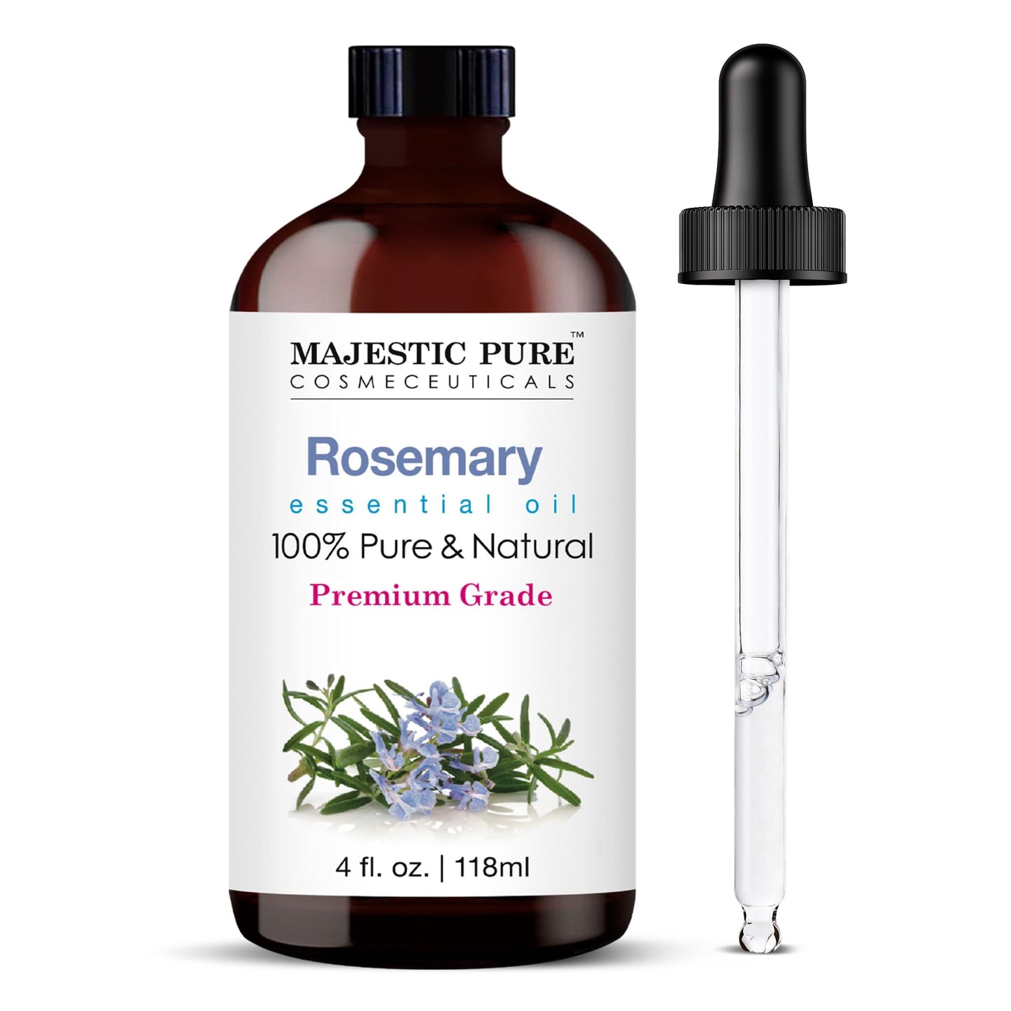 Majestic Pure Peppermint Essential Oil for Diffuser - 4 Fl Oz | 100% Natural Essentials Oils for Aromatherapy, Massage, Steam inhalation, Air Freshing, Soap and Candle Making