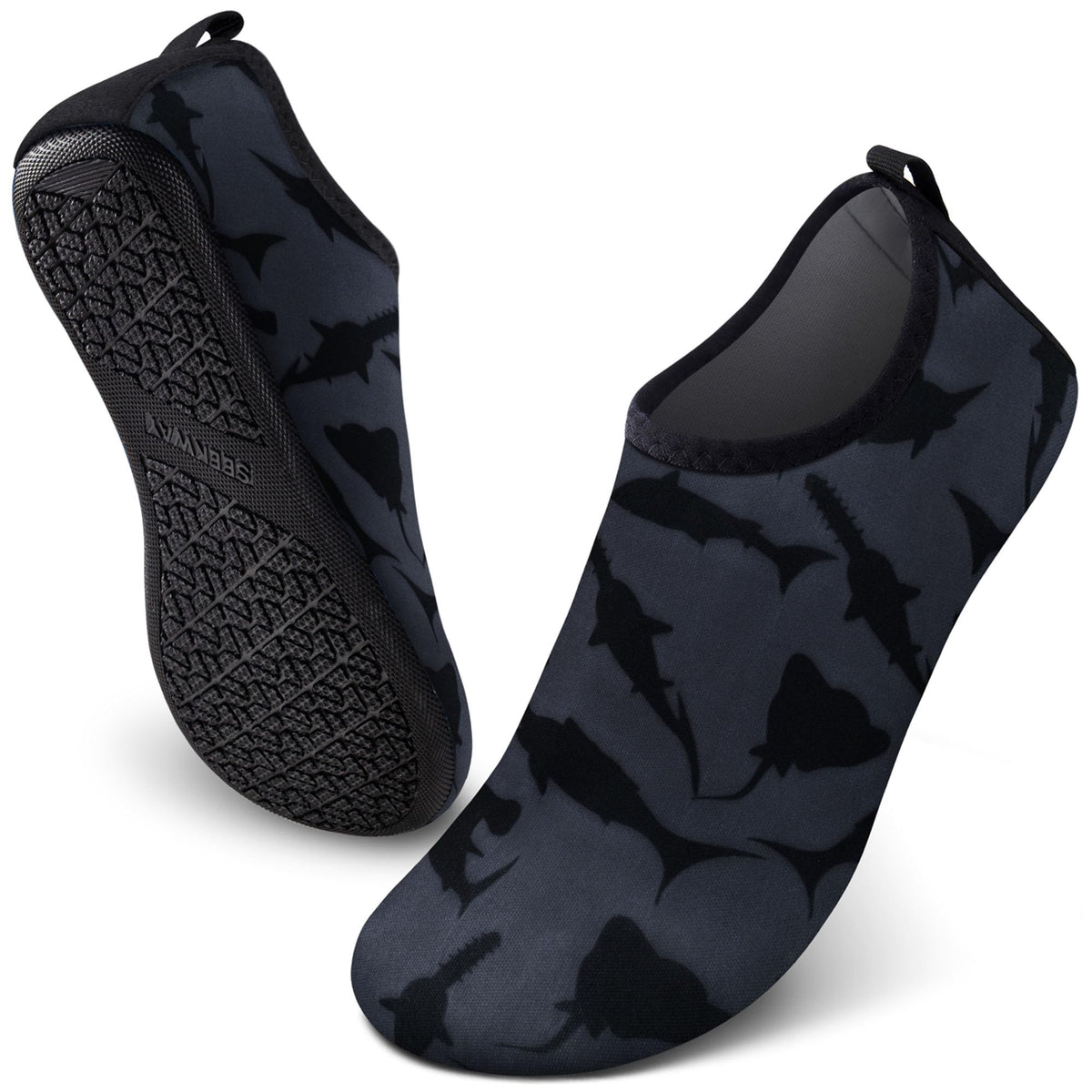 SEEKWAY Water Shoes Quick-Dry Aqua Socks Barefoot Slip-on for Beach Pool Swim River Yoga Lake Surf Women Men Black SK001