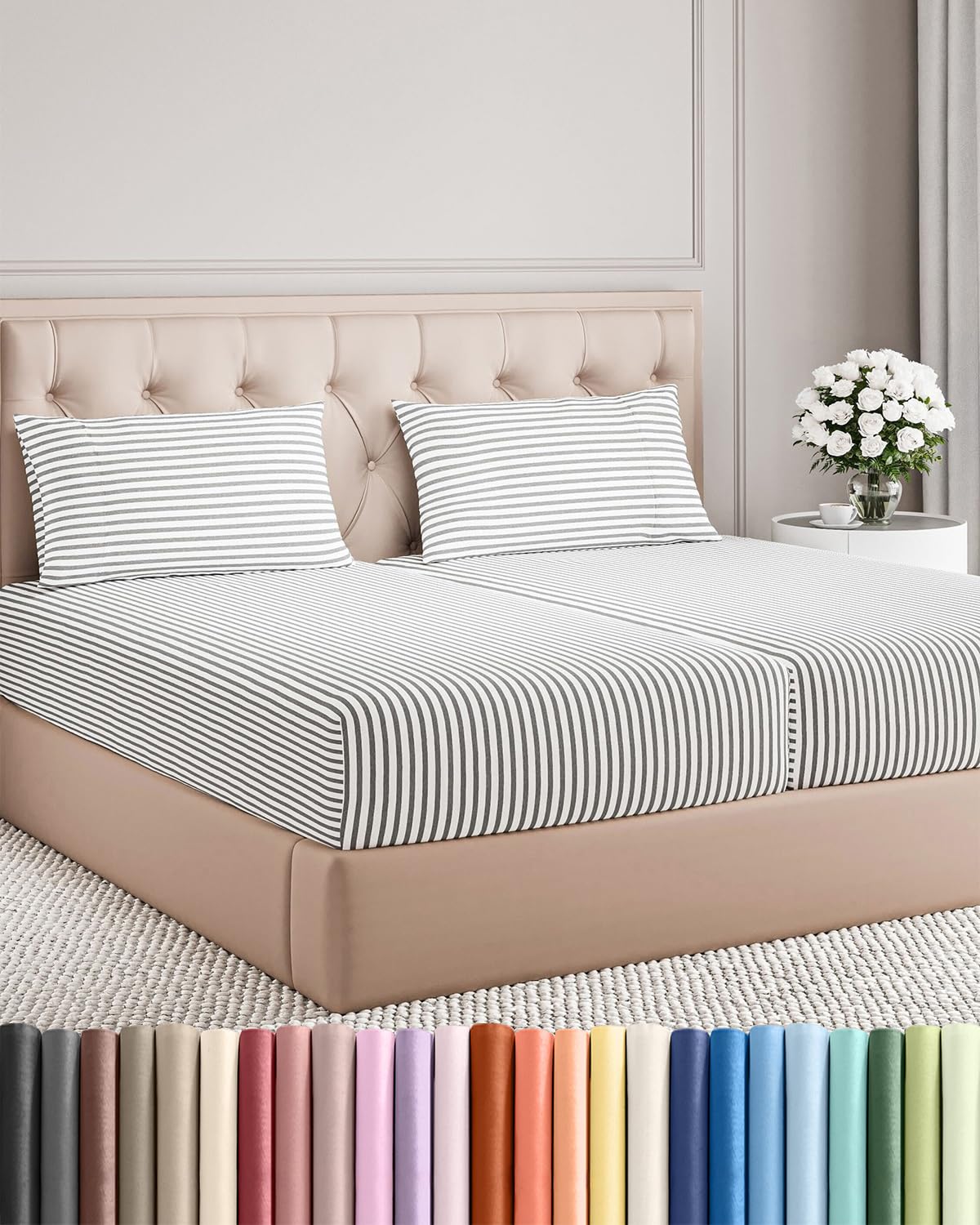 Queen Size 4 Piece Sheet Set - Comfy Breathable & Cooling Sheets - White